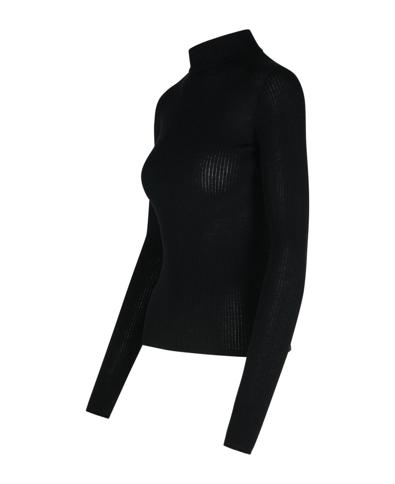 'flavia' Black Virgin Wool Sweater - 2