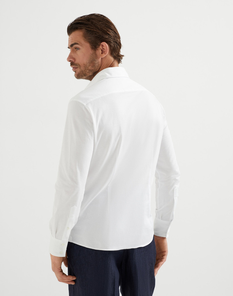 Brunello Cucinelli Cotton piqué basic fit shirt with spread collar outlook