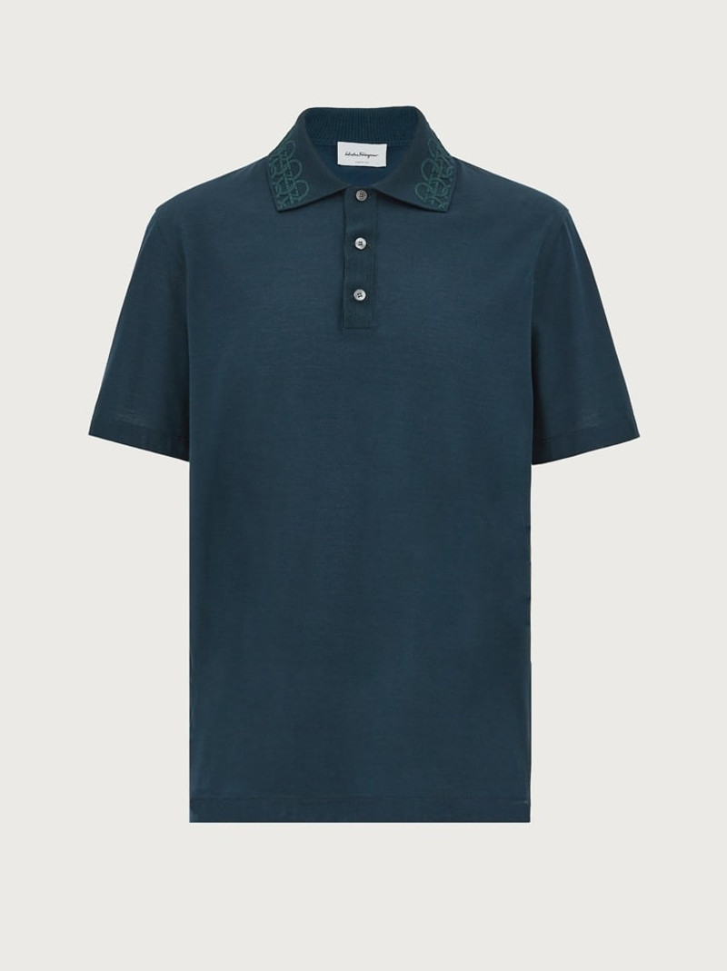 POLO WITH EMBROIDERED COLLAR 1