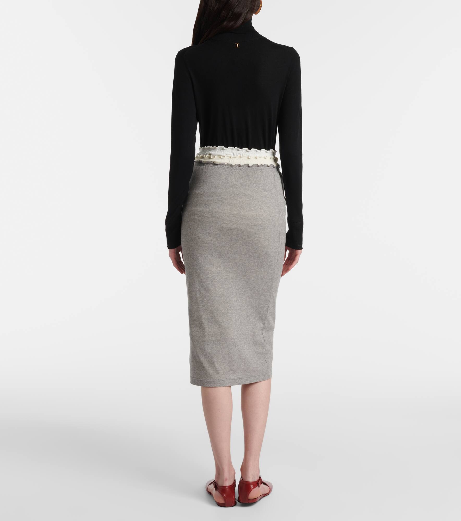 Layered jersey midi skirt - 3
