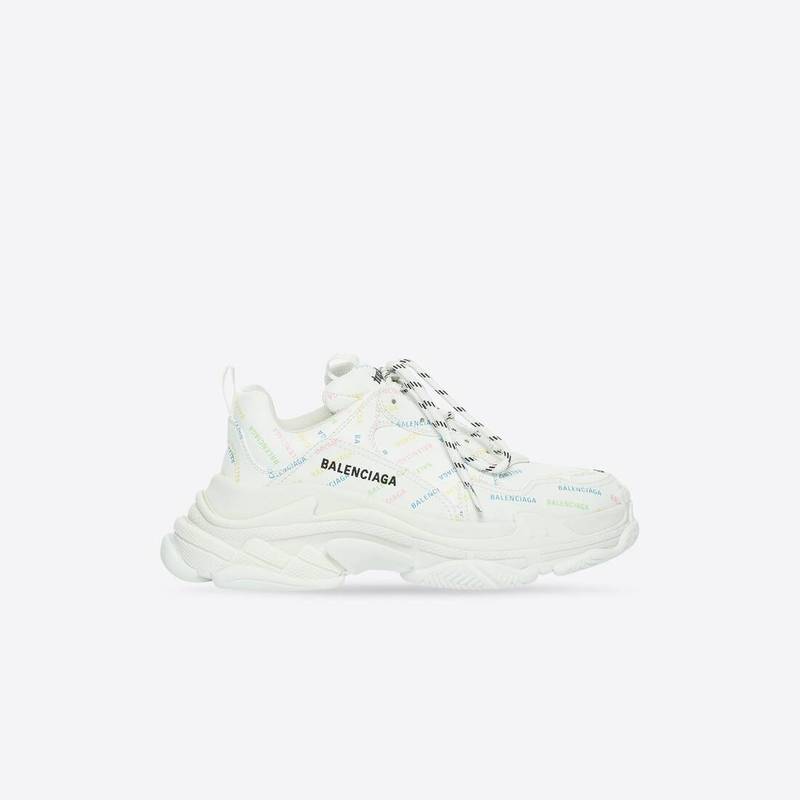 Men's Triple S Sneaker Allover Logo in White - 1