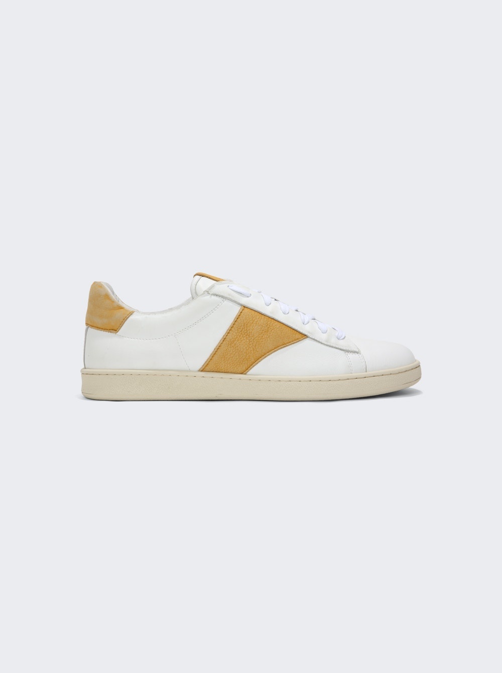 Court Low Top Sneakers White and Mustard - 1