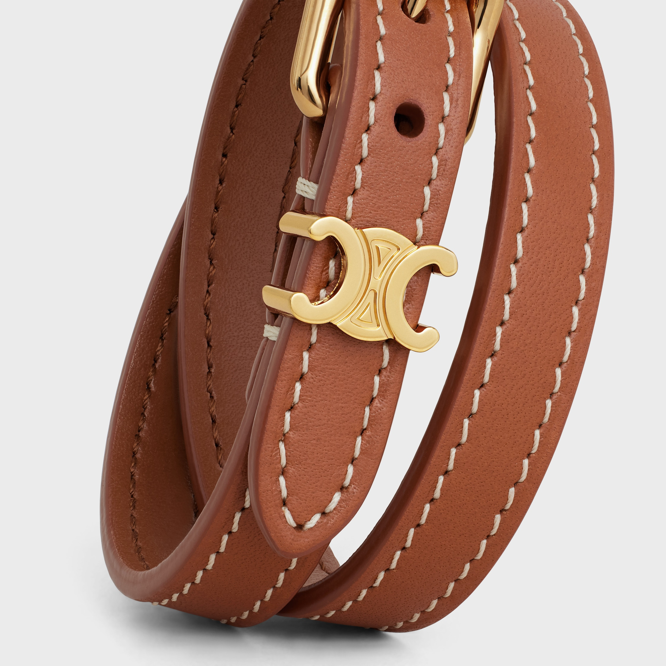 CELINE Les Cuirs Celine Double Bracelet in Calfskin and