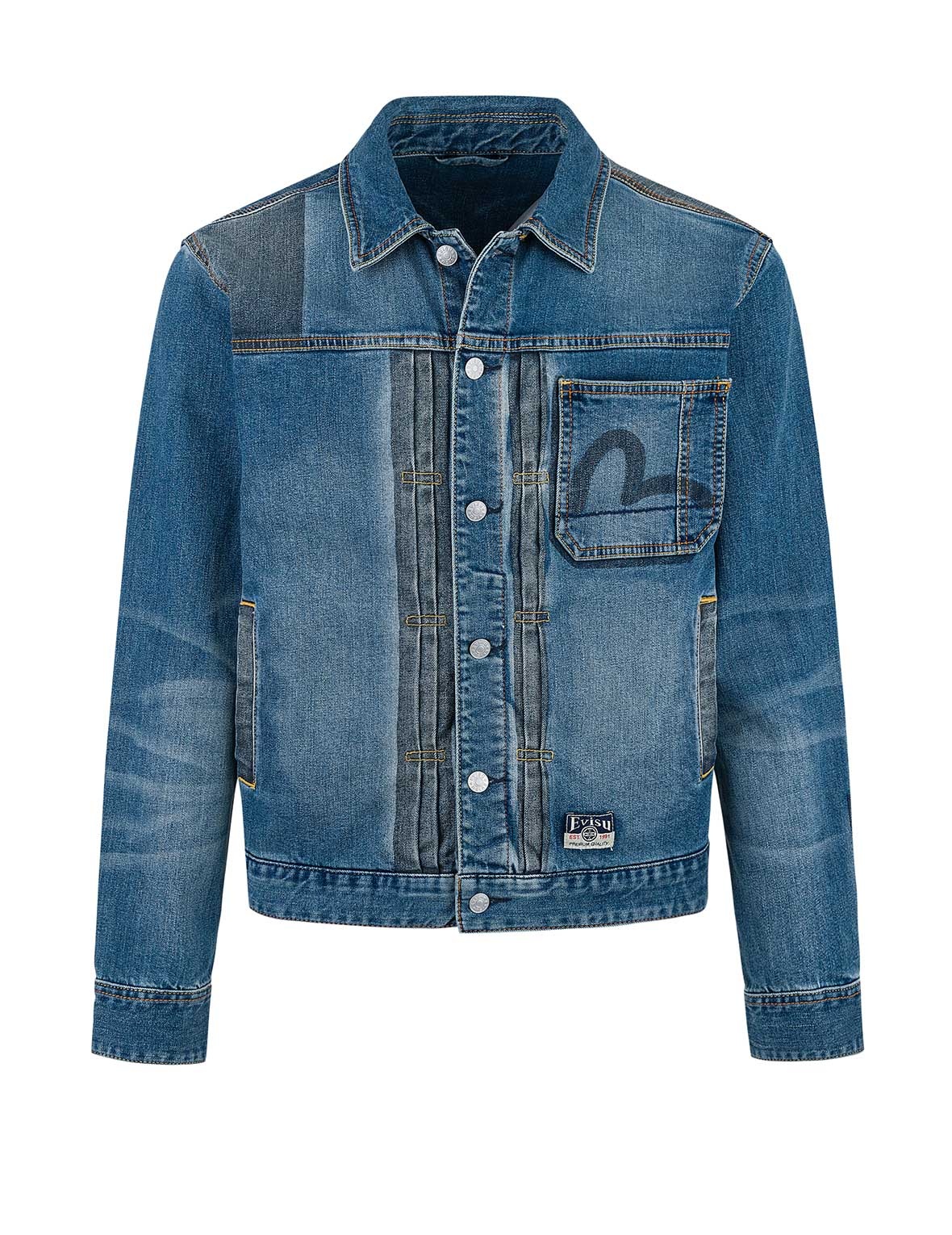 Two-tone Daicock Inserted Regular Fit Denim Jacket - 12