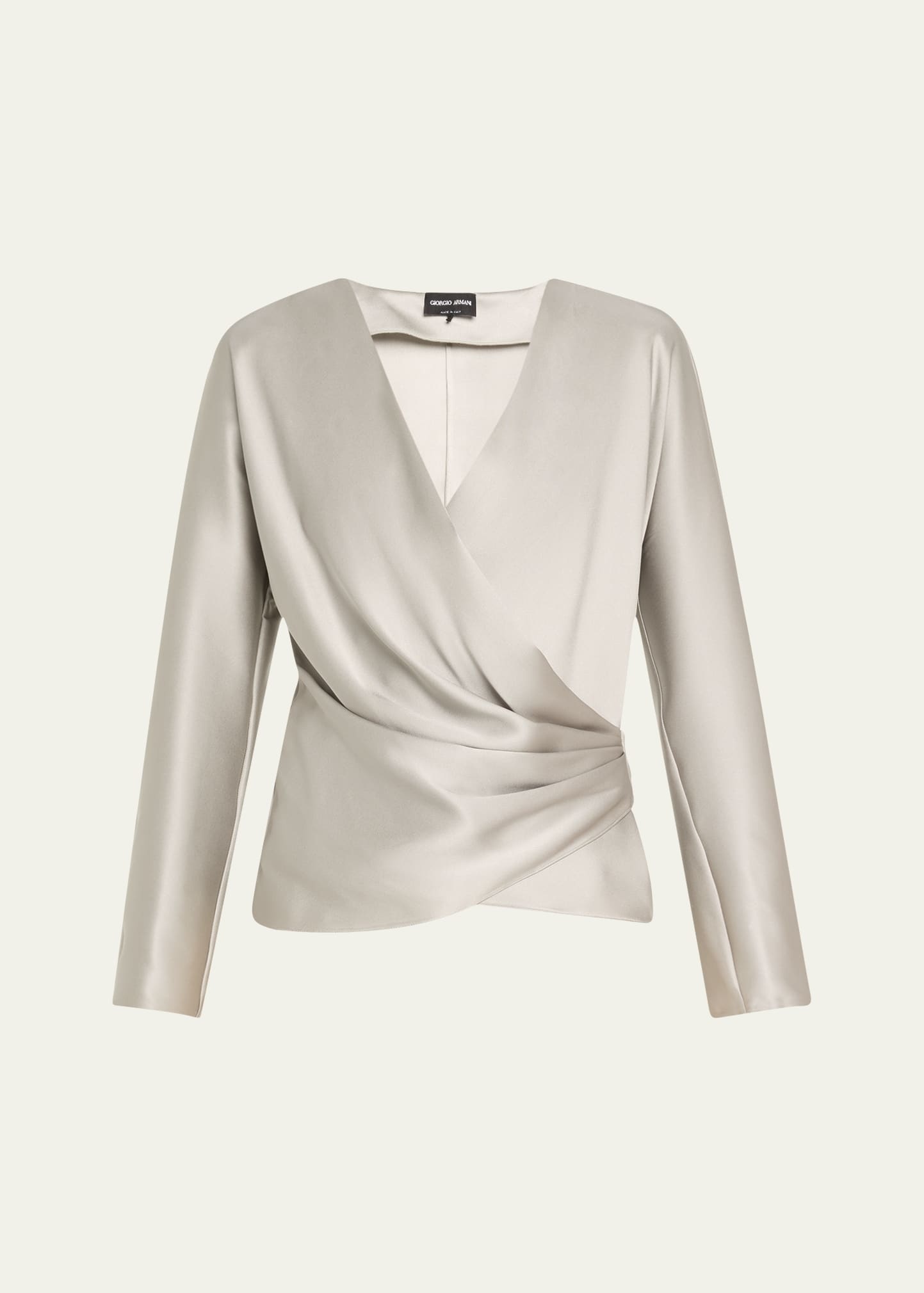 Draped Double Silk Wrap Shirt - 1