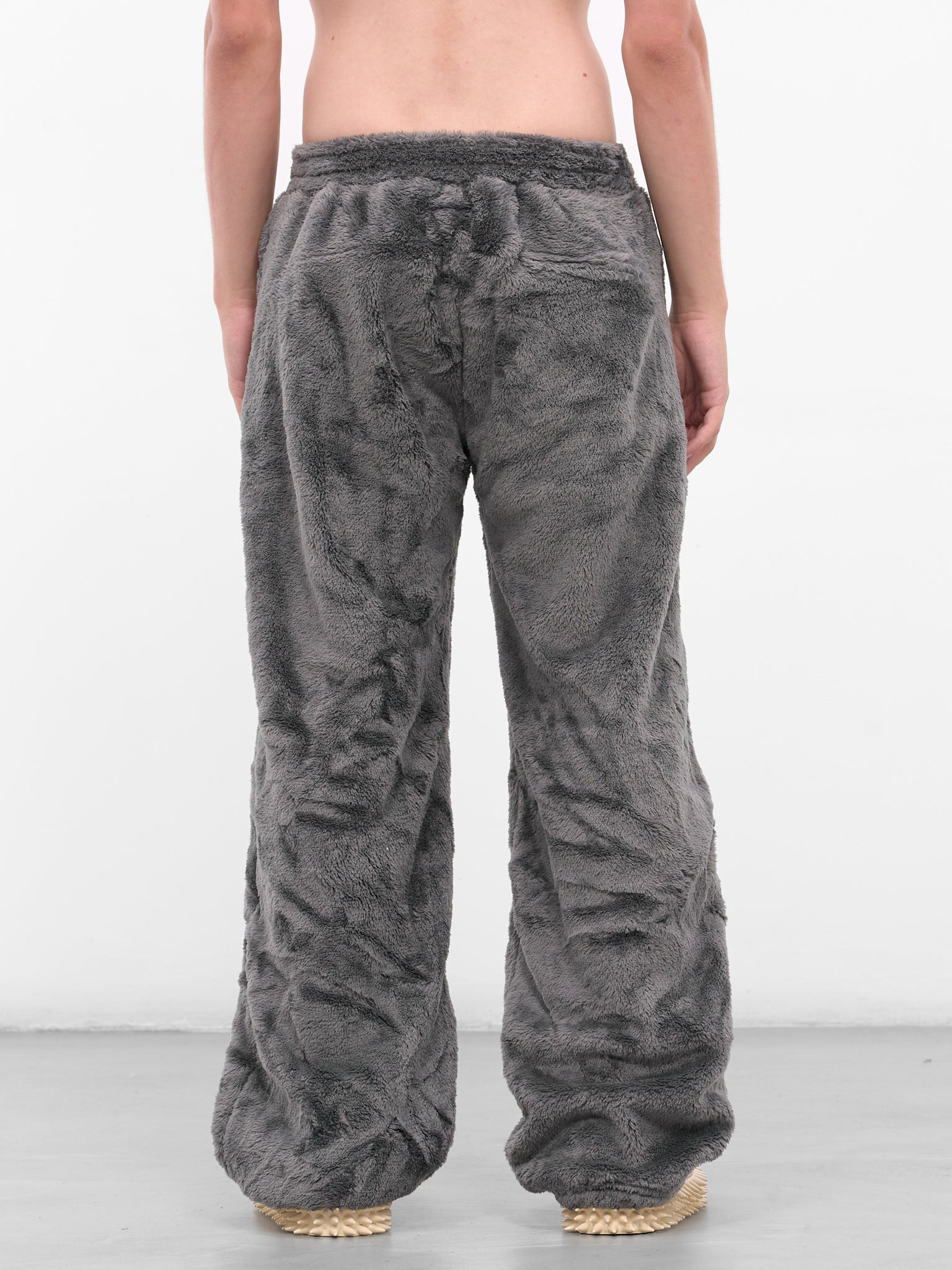 Gray Skeletal Embroidery Fleece Pants - 3