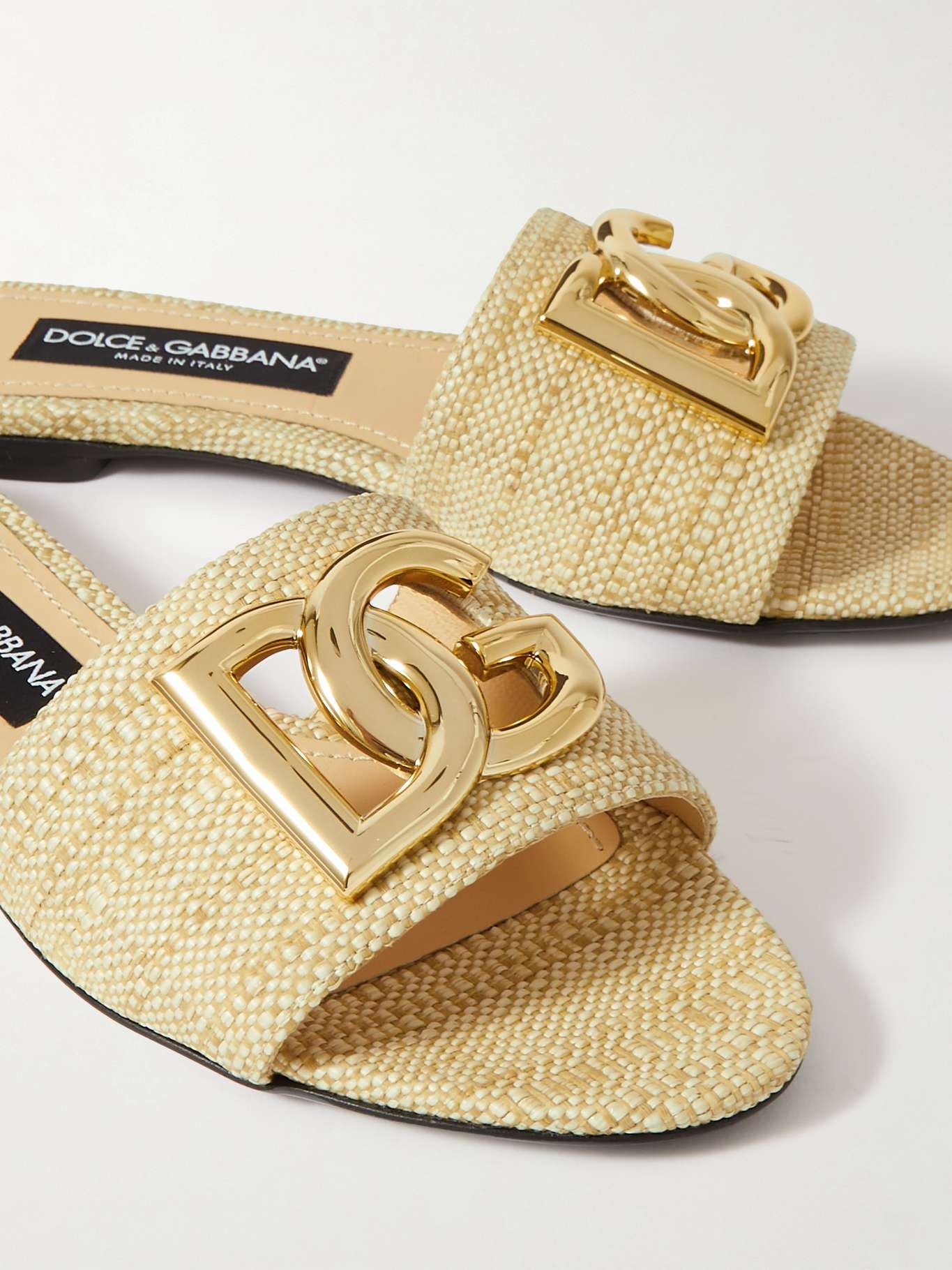 Bianca logo-embellished raffia slides - 4