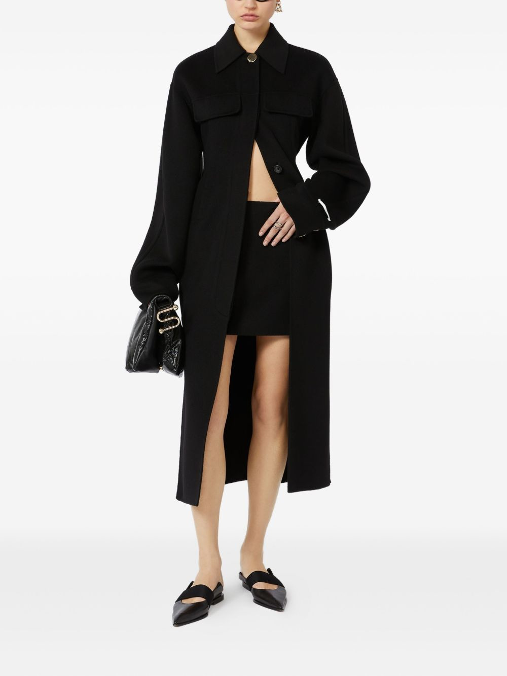 belted classic-collar coat - 3