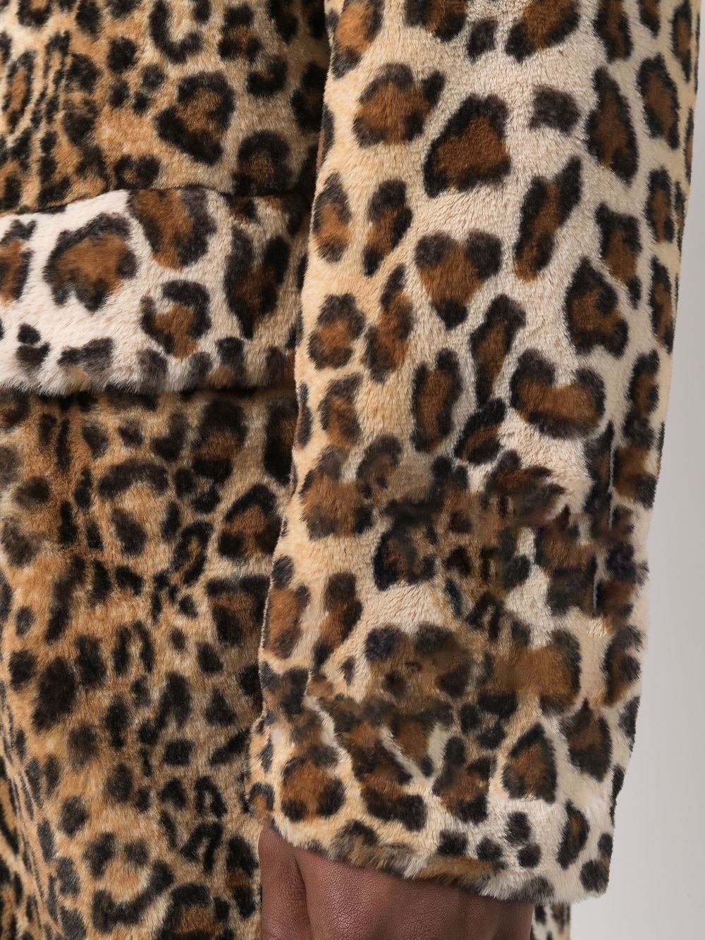 leopard faux-fur coat - 5