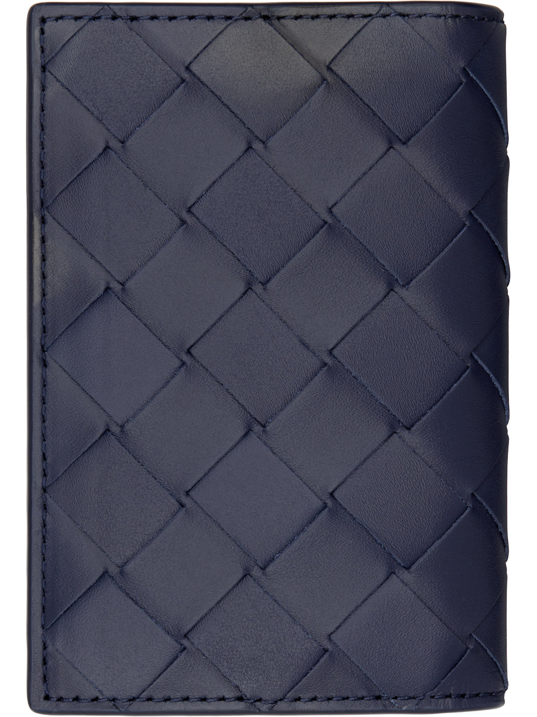 Navy Intrecciato Flap Card Holder - 2