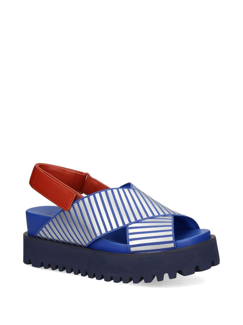 UNITED NUDE Rico X Sandal striped crossover-strap sandals outlook