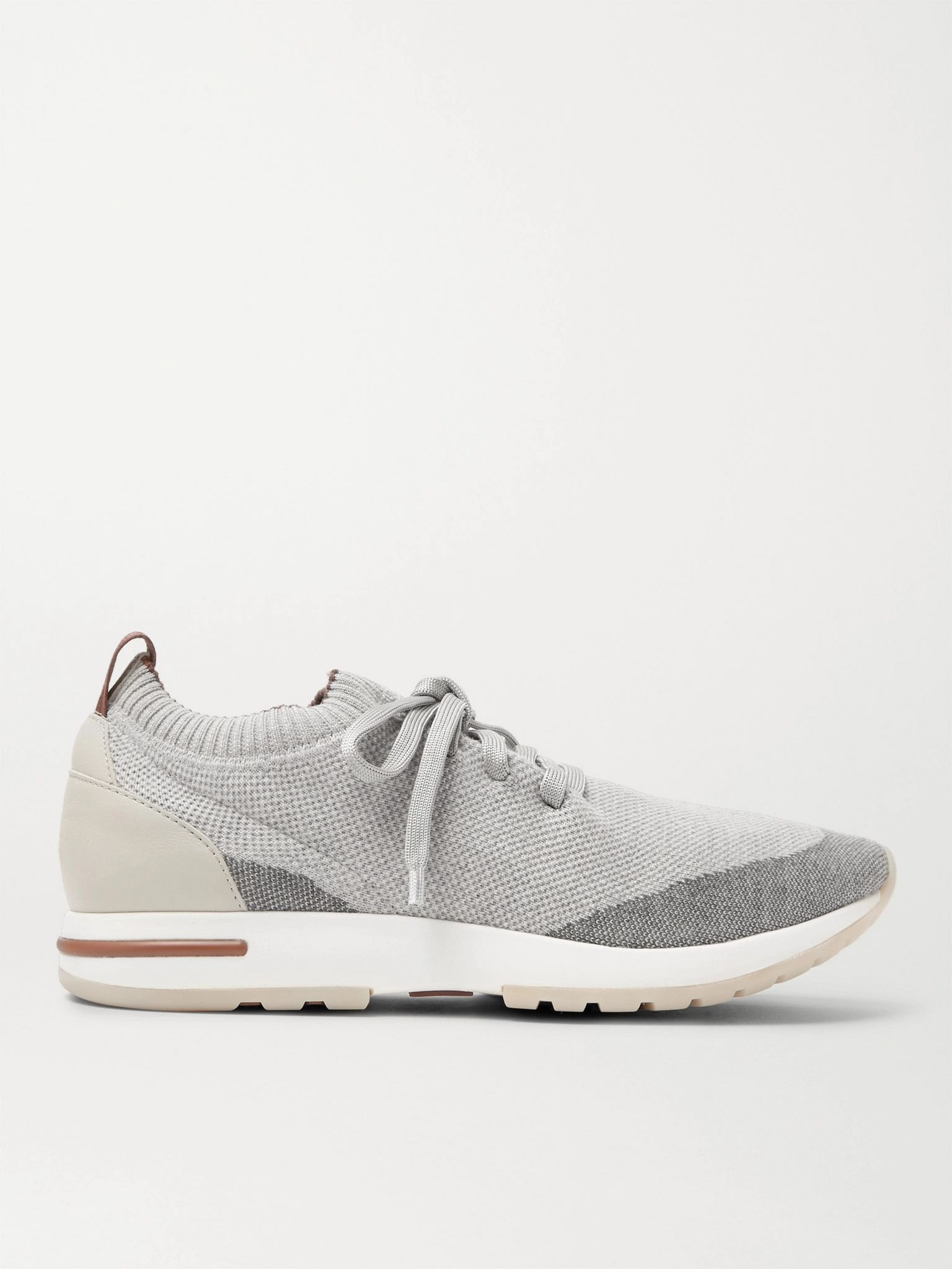 360 Flexy Walk Leather-Trimmed Knitted Wool Sneakers Light gray - 1