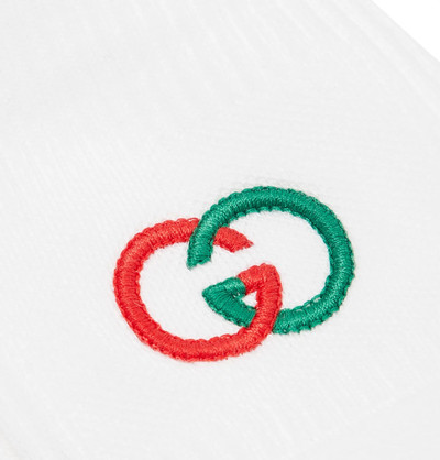 GUCCI Logo-Embroidered Ribbed Stretch Cotton-Blend Socks outlook