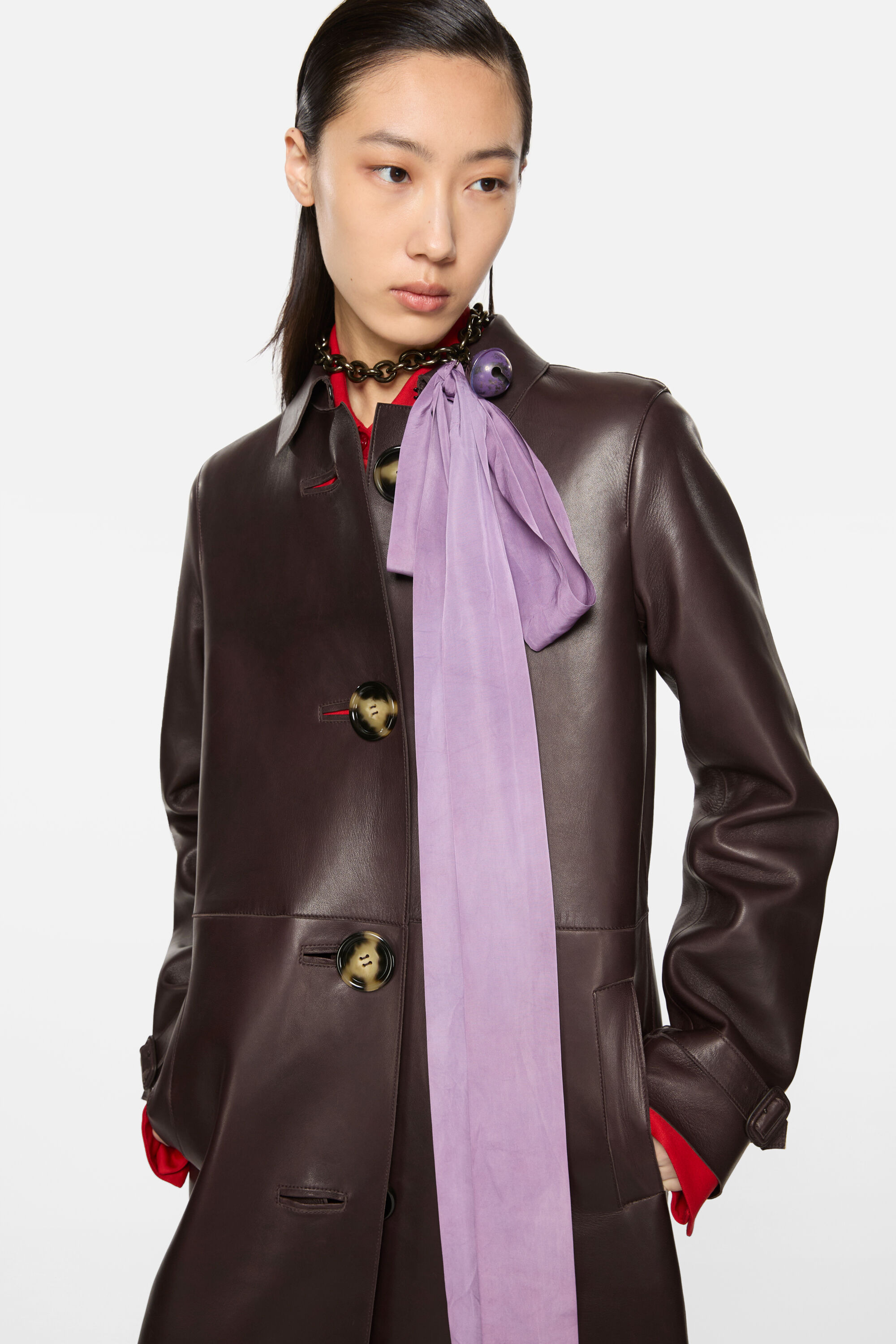 Leather coat - Chocolate brown - 4