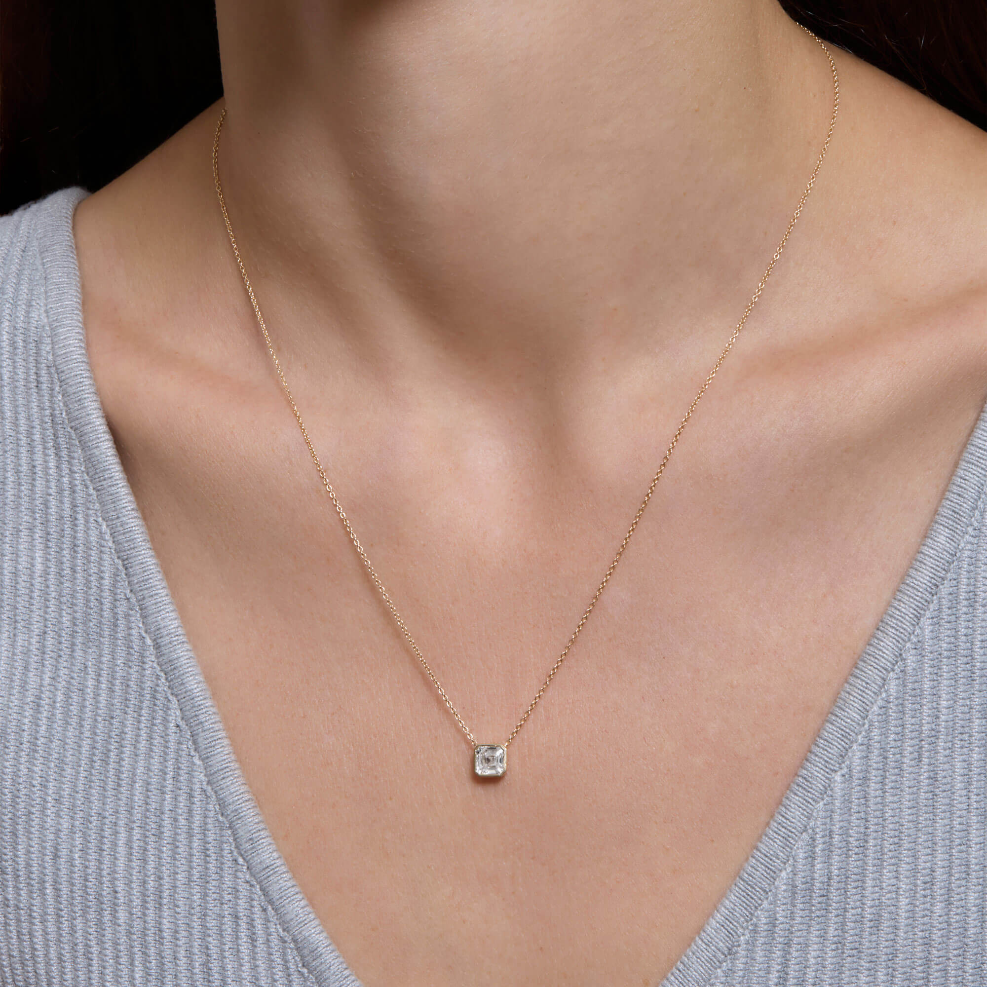 1 CTW LAB-Created Asscher Necklace - 2