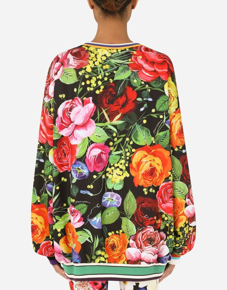 Run-resistant jersey sweatshirt with bouquet print - 2