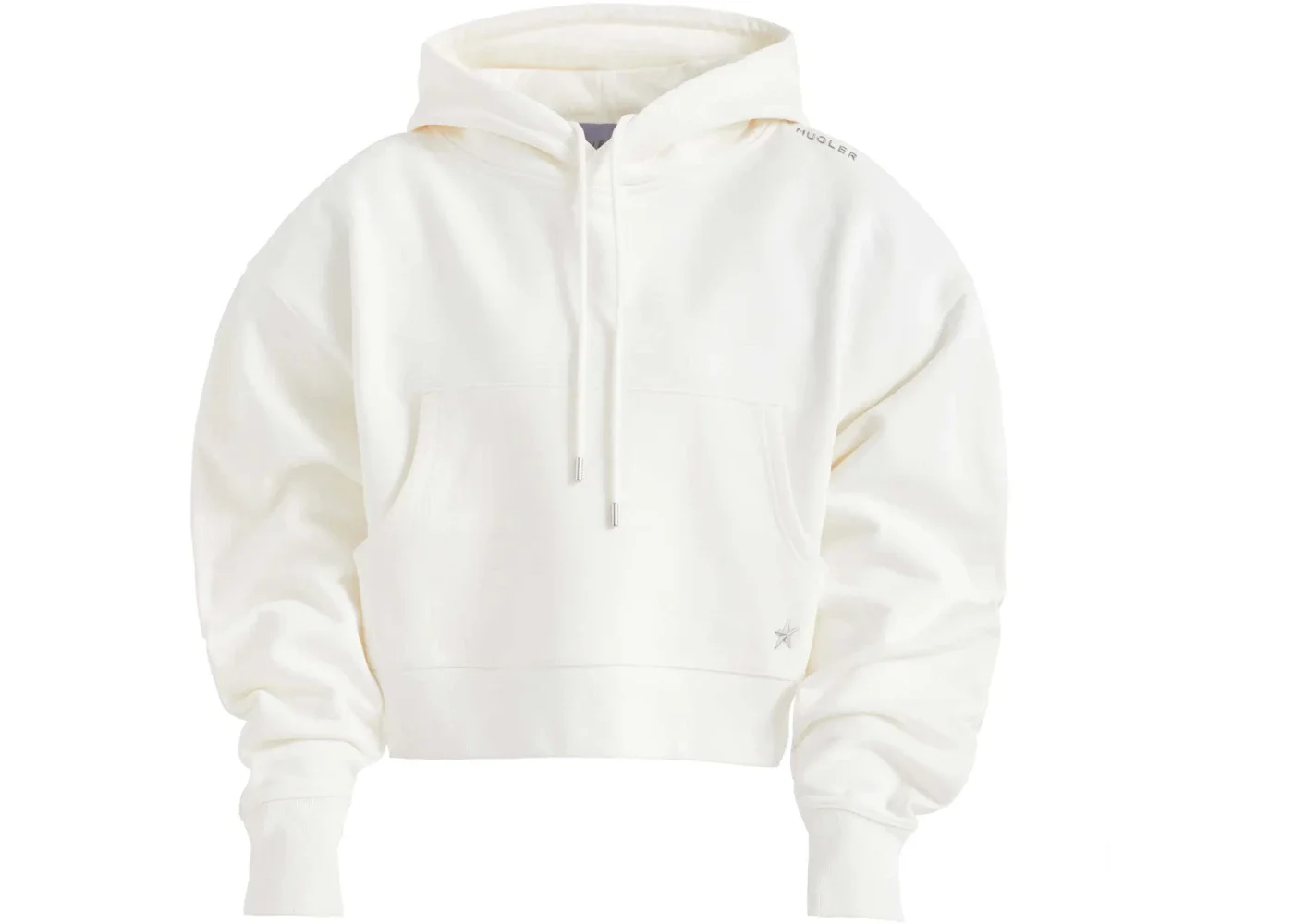 Mugler H&M Batwing-Sleeved Hoodie White - 1