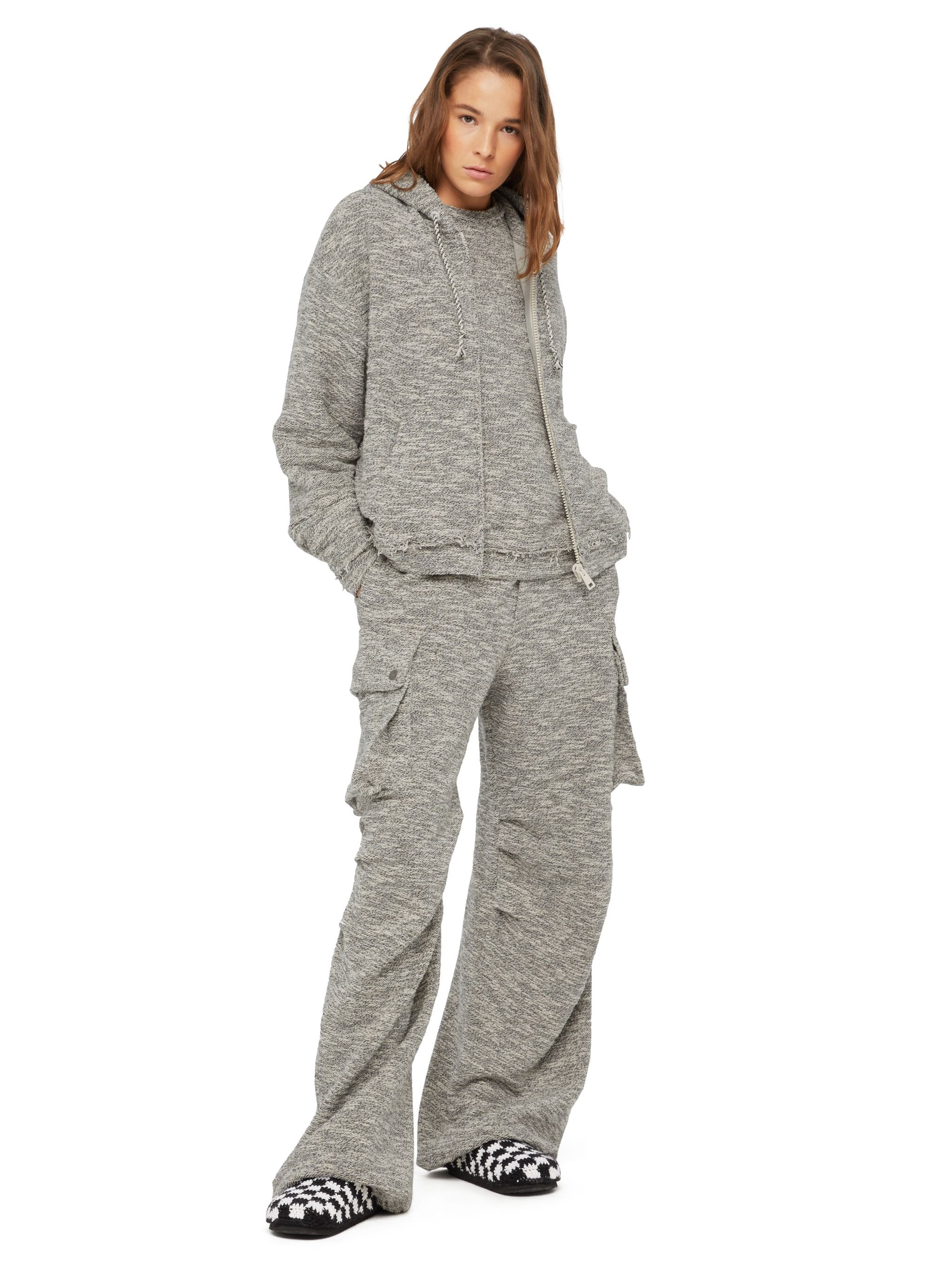 B & W Mouline’ Zipped Hoodie - 1