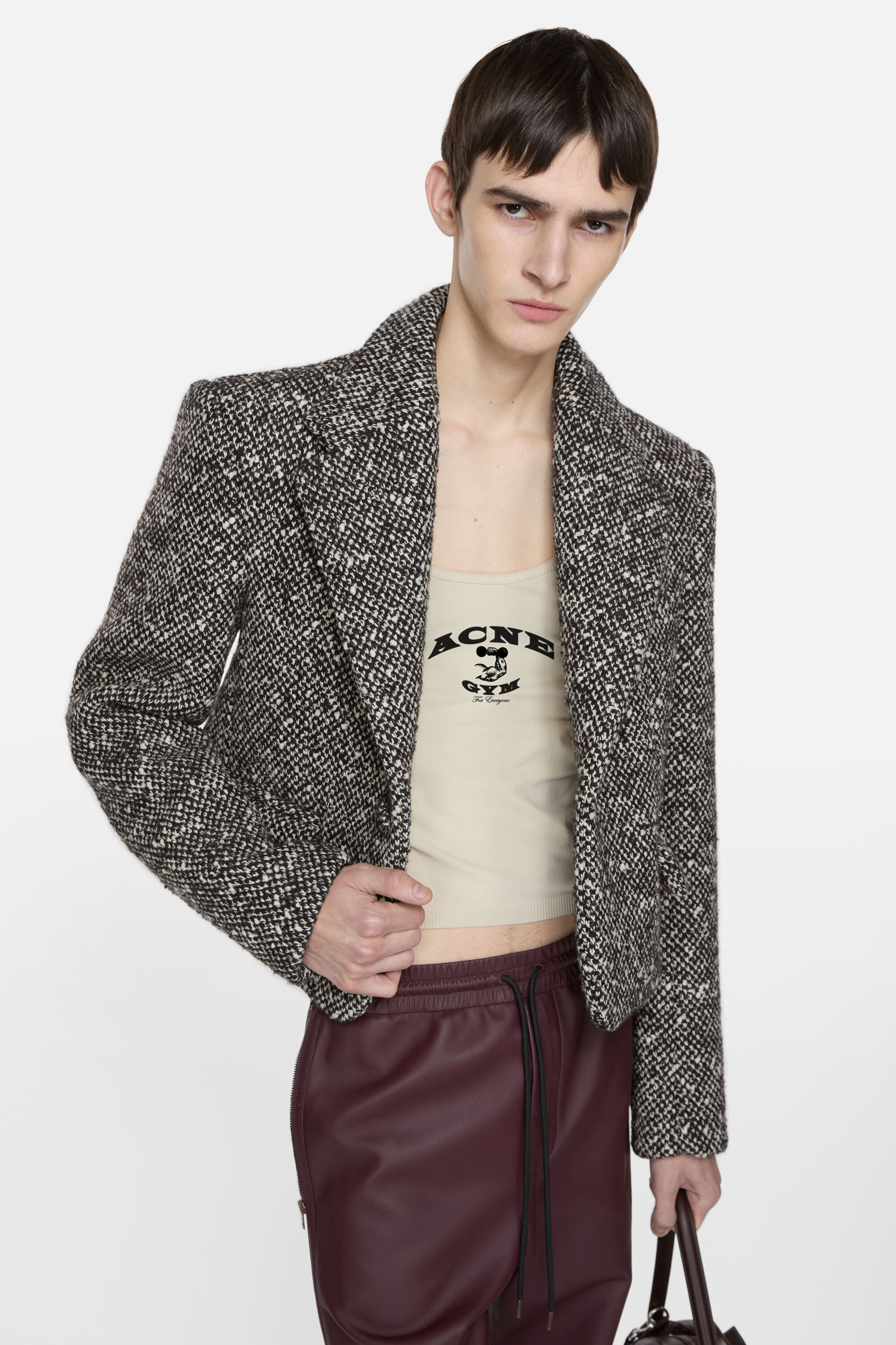 Tweed suit jacket - Regular fit - Black/white - 4