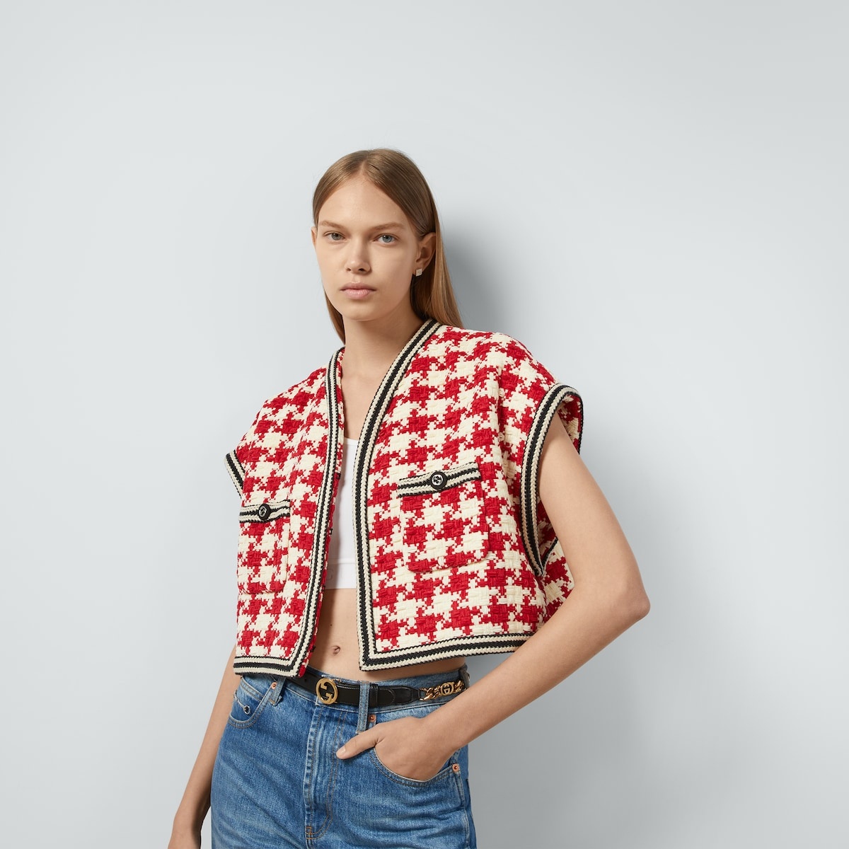Houndstooth chenille gilet - 5