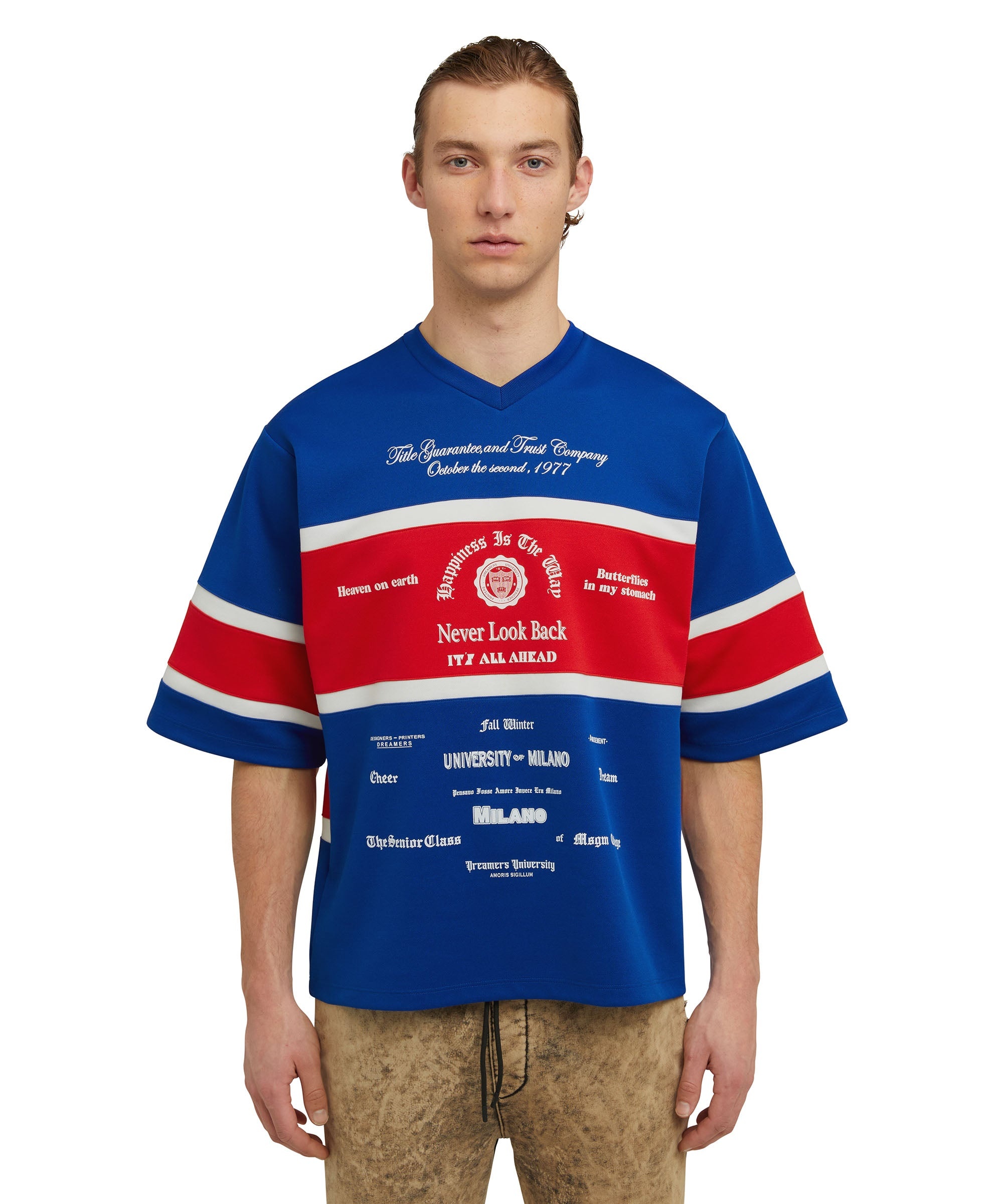T-shirt with "Msgm Lithography and 77" writing - 2