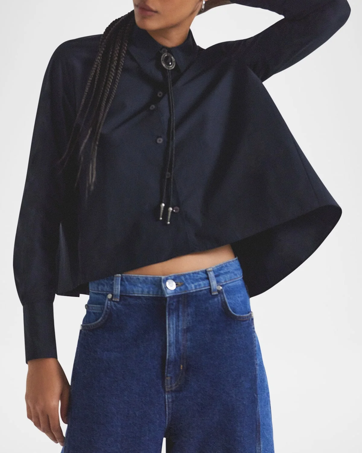 Aria Pleated Button-Front Shirt - 1