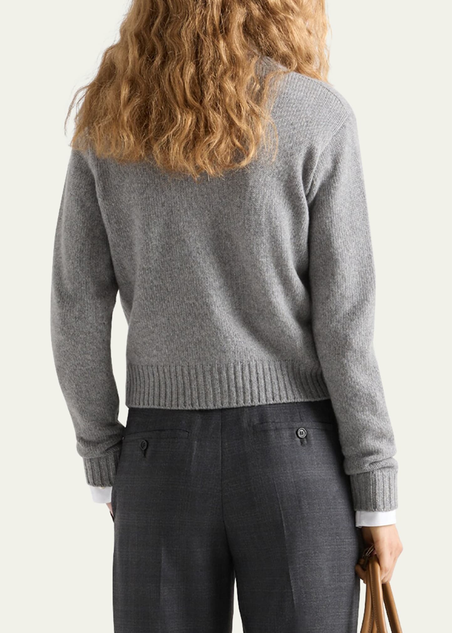 Ribbed Trim Cashmere Cardigan - 3