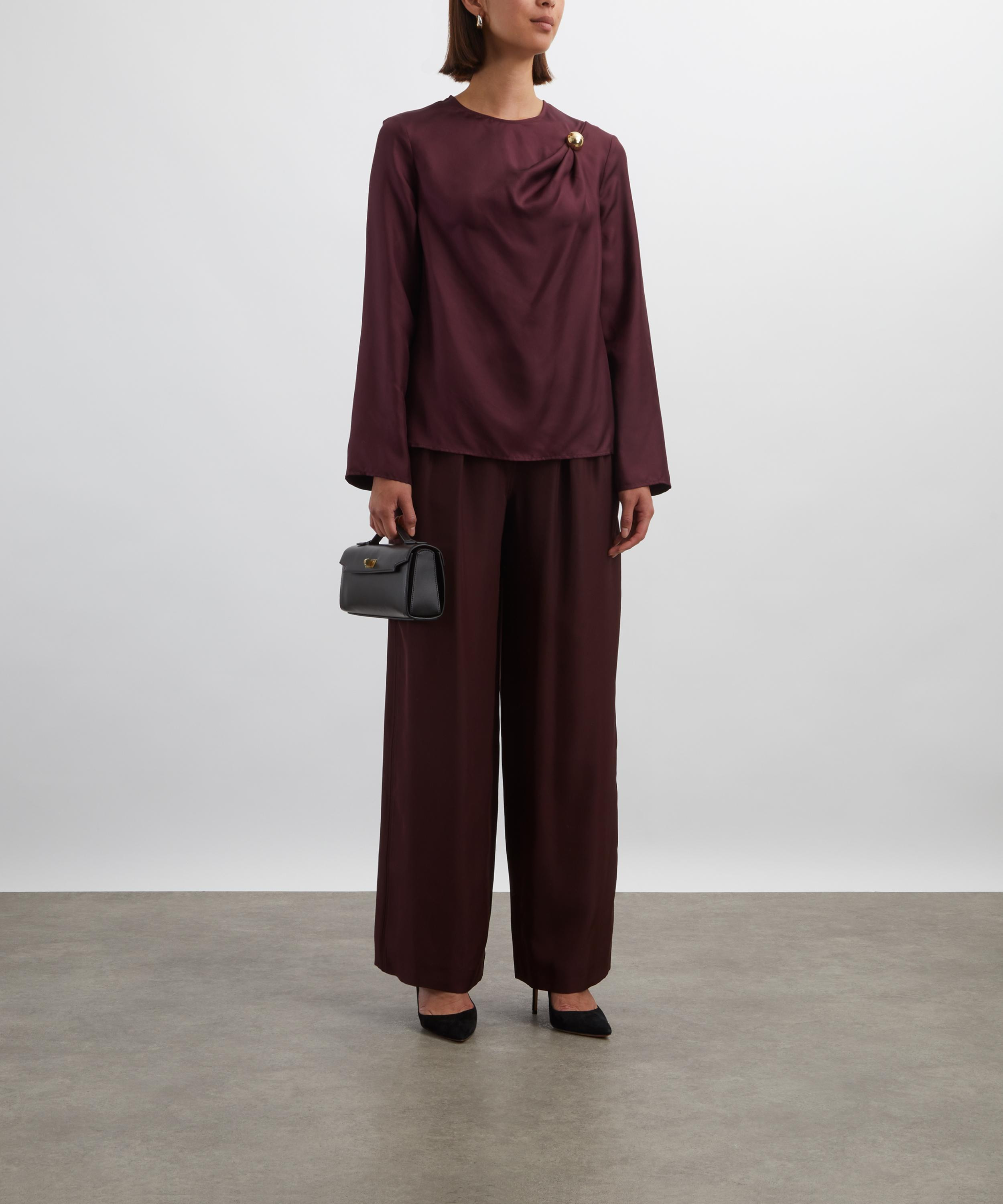 Azae Draped Silk-Twill Top - 2