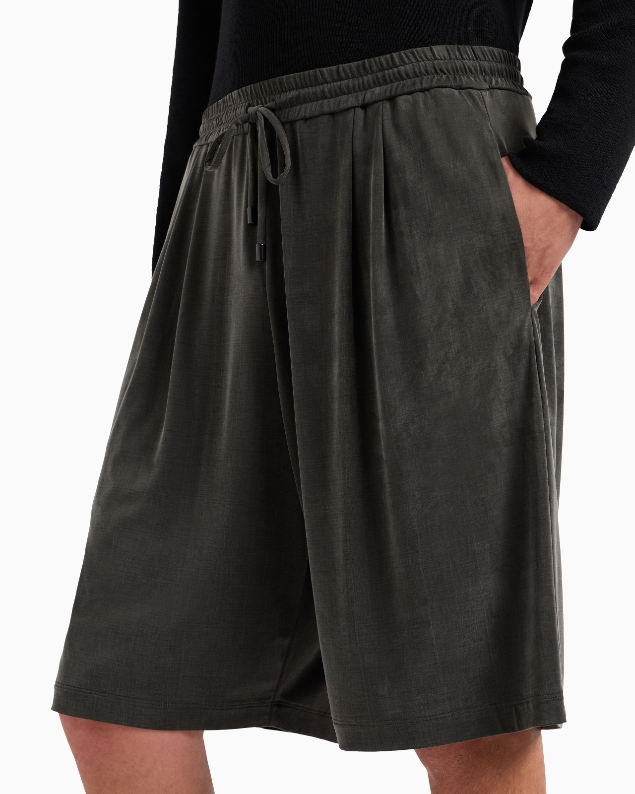 STRETCH CUPRO BERMUDA SHORTS - 5