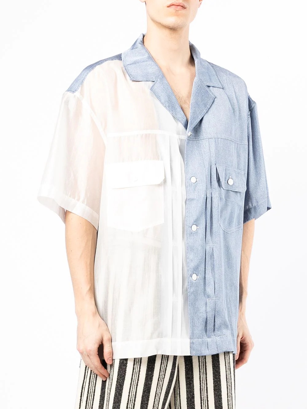 transparent-panel camp collar shirt - 3