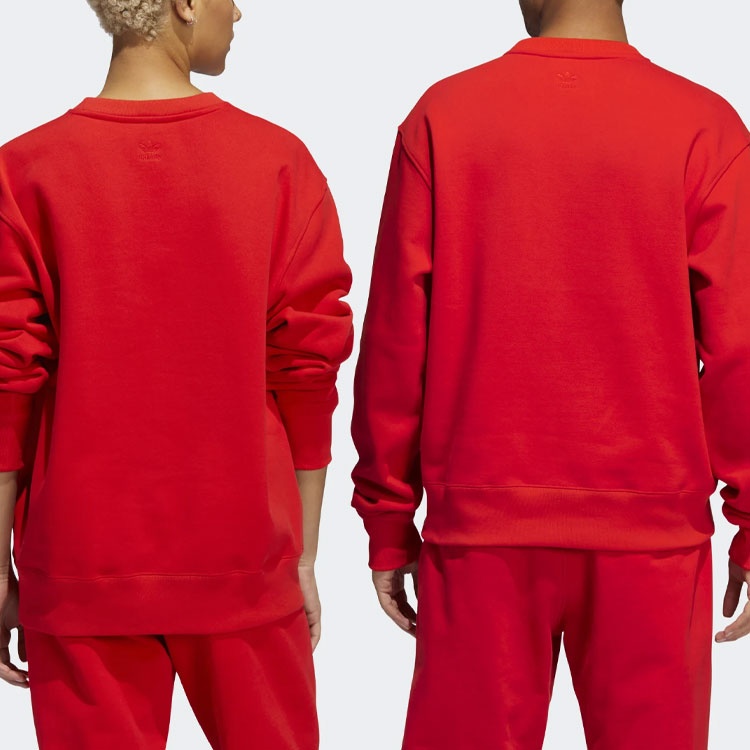adidas originals x Pharrell Williams Crossover Solid Color Loose Sports Round Neck Pullover Red HF99 - 6