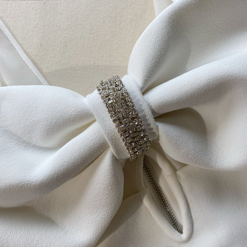 White Crepe Bow Top 5