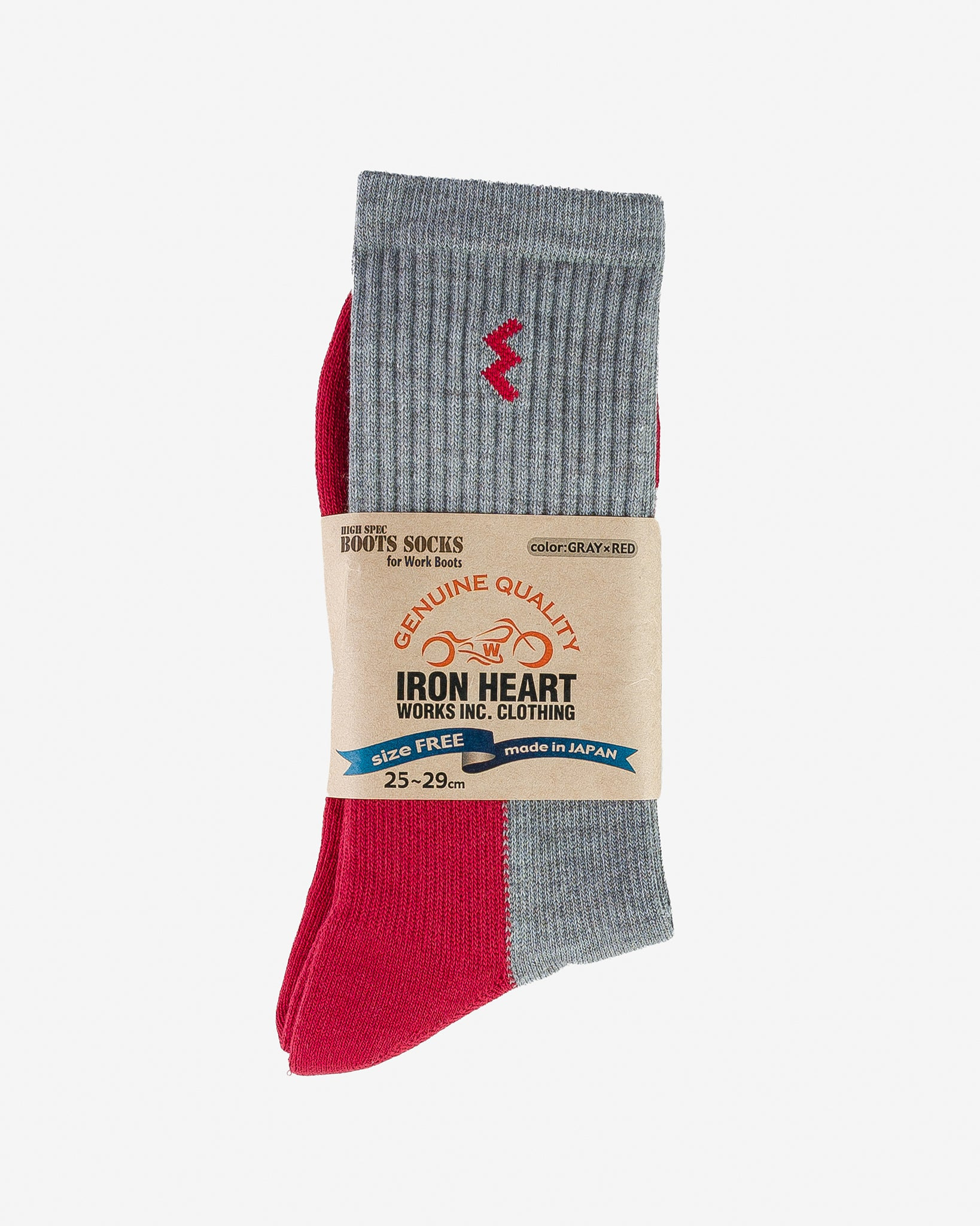 IHG-030-GRYRED Iron Heart Work Boot Socks - Grey/Red - 2