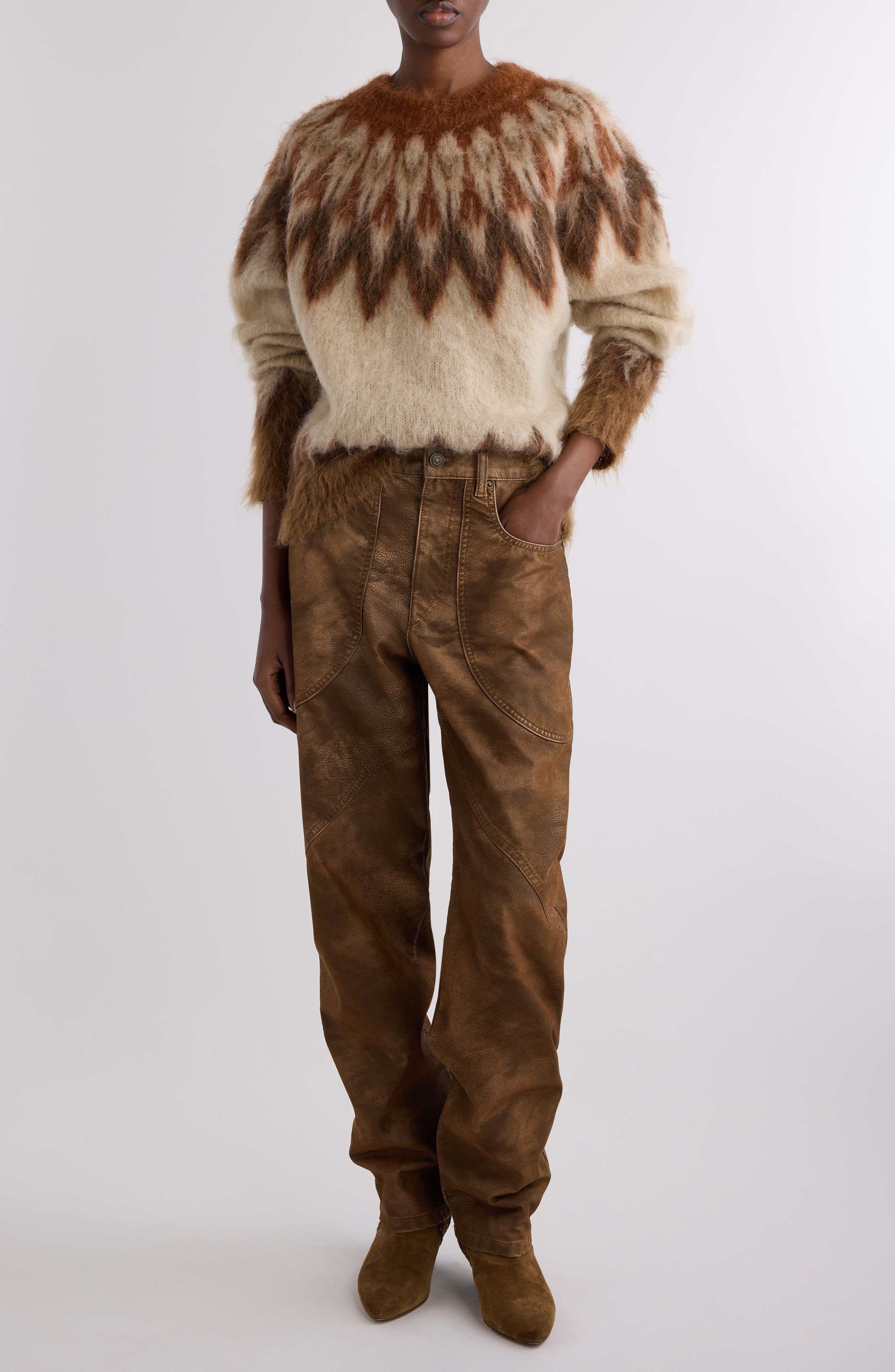 Isabel Marant Étoile Natania Wool & Mohair Blend Fair Isle Sweater in Rust at Nordstrom - 2