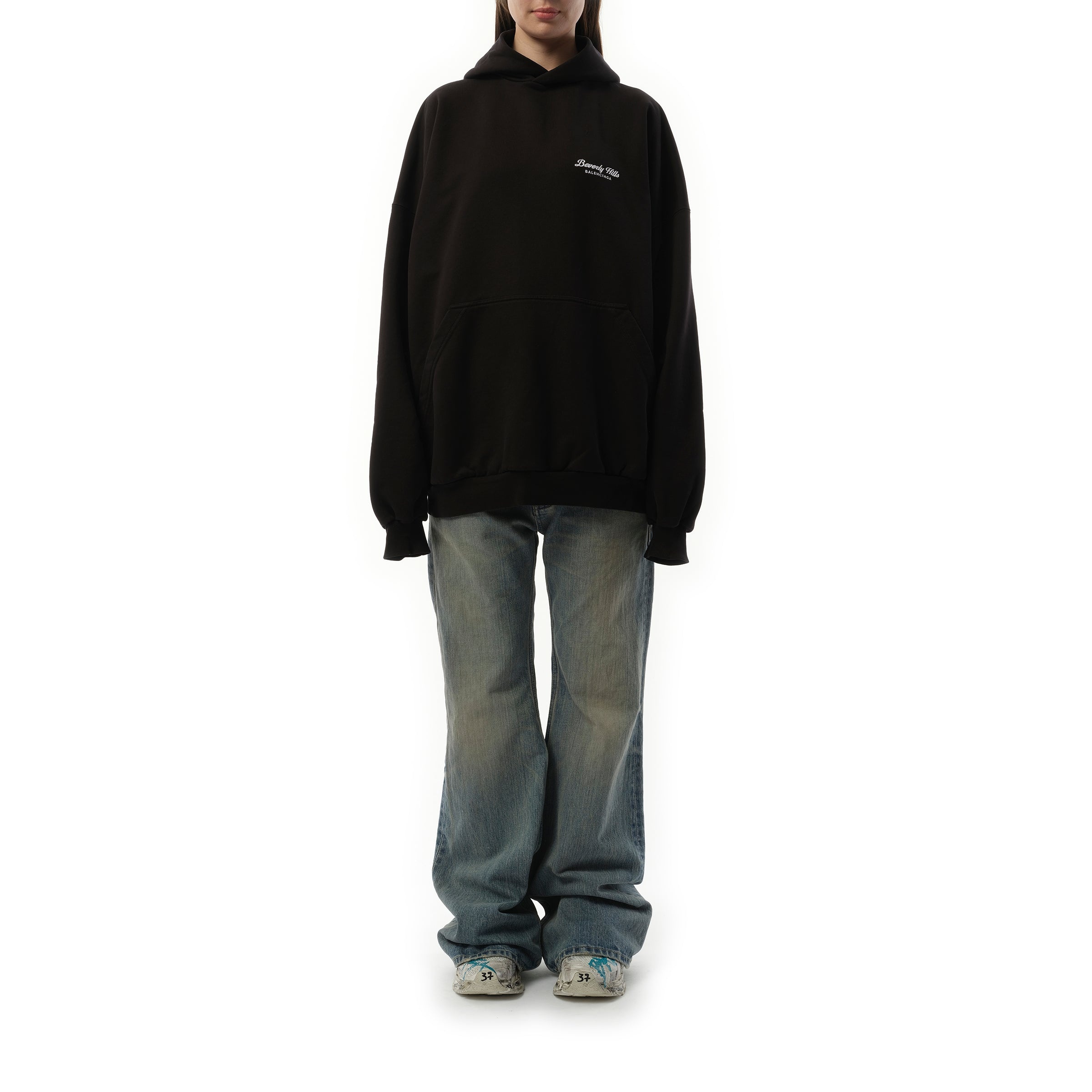 Beverly Hills Large Fit Hoodie in Washed Black - 3