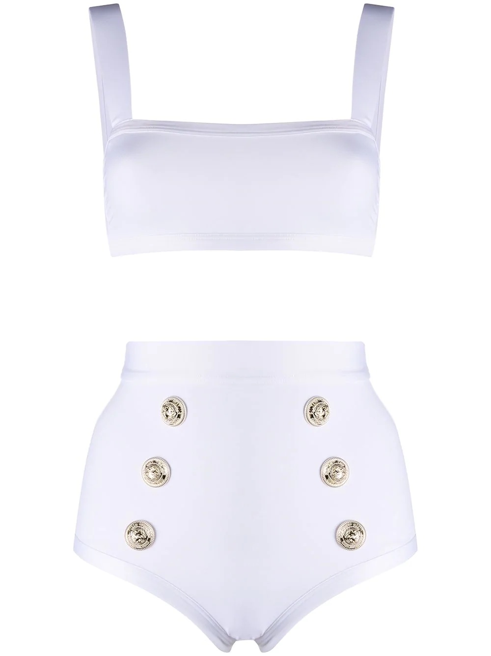 high-waist buttoned bikini set - 1