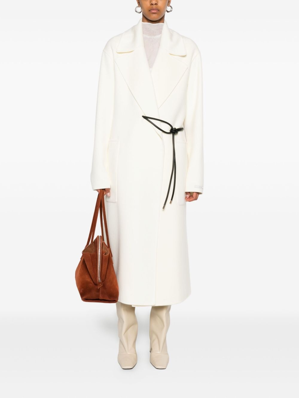 knotted-tie fastening coat - 2