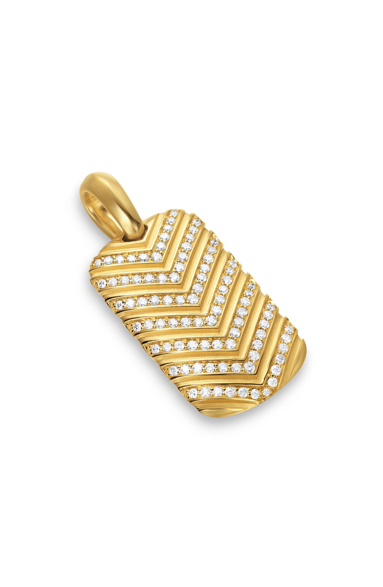 David Yurman Men's Chevron Tag in 18K Yellow Gold with Diamonds, 27mm at Nordstrom - 4