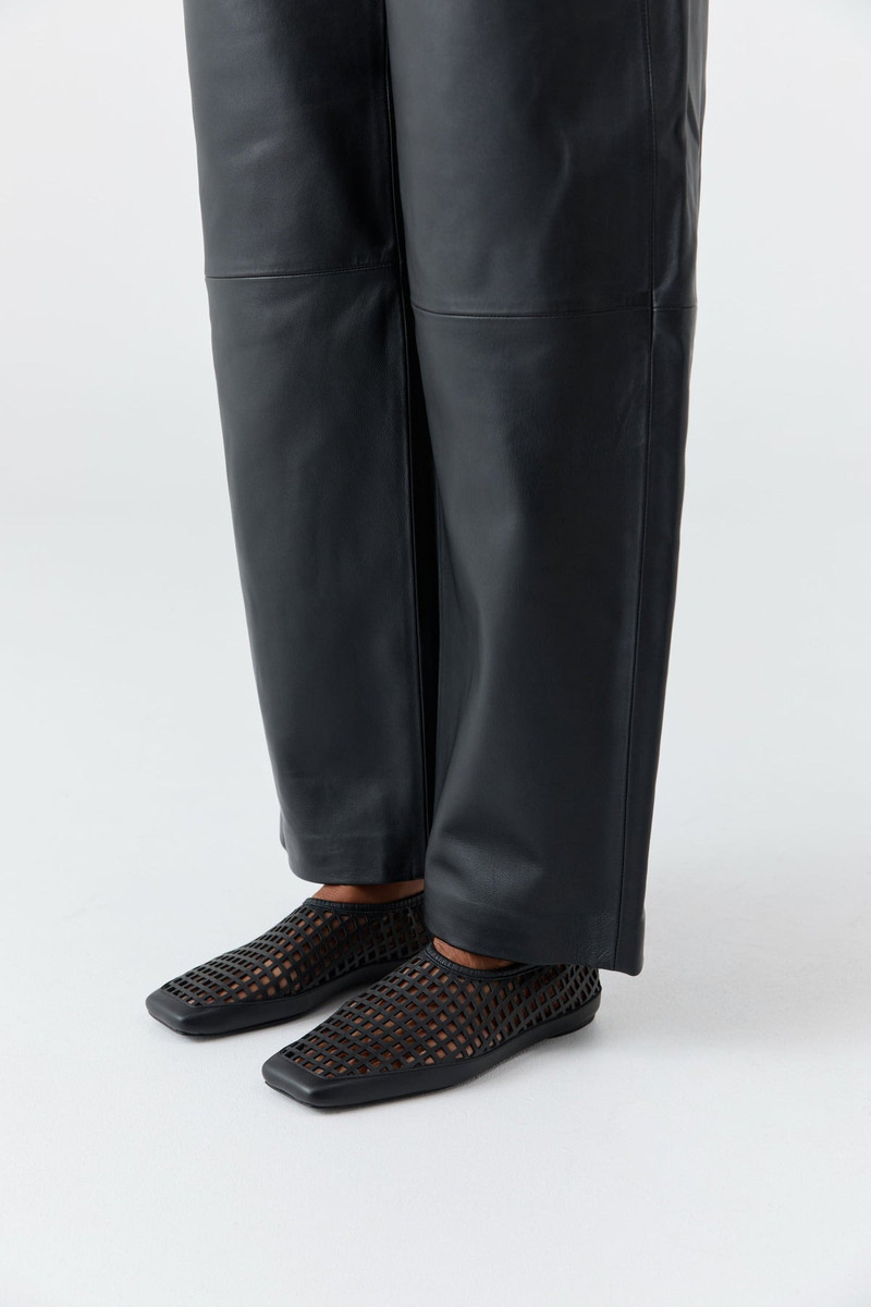 Perforated Square Toe Flat - Black 5