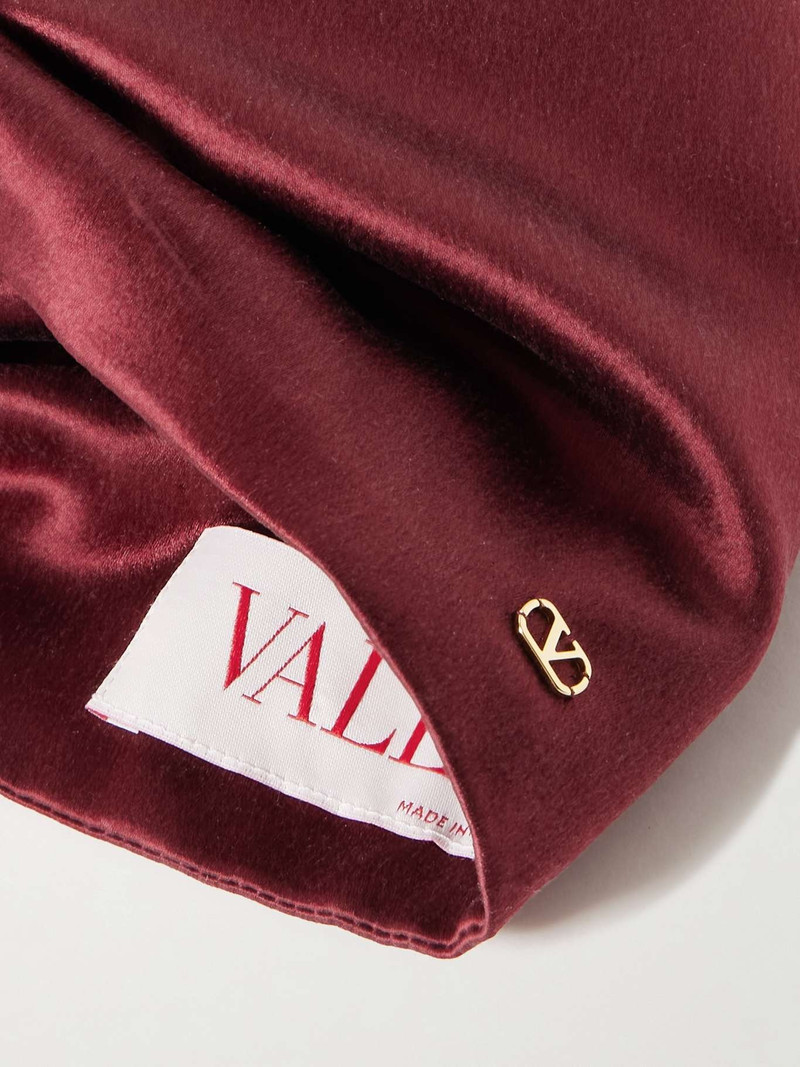 Valentino Gathered silk-satin head scarf Burgundy outlook