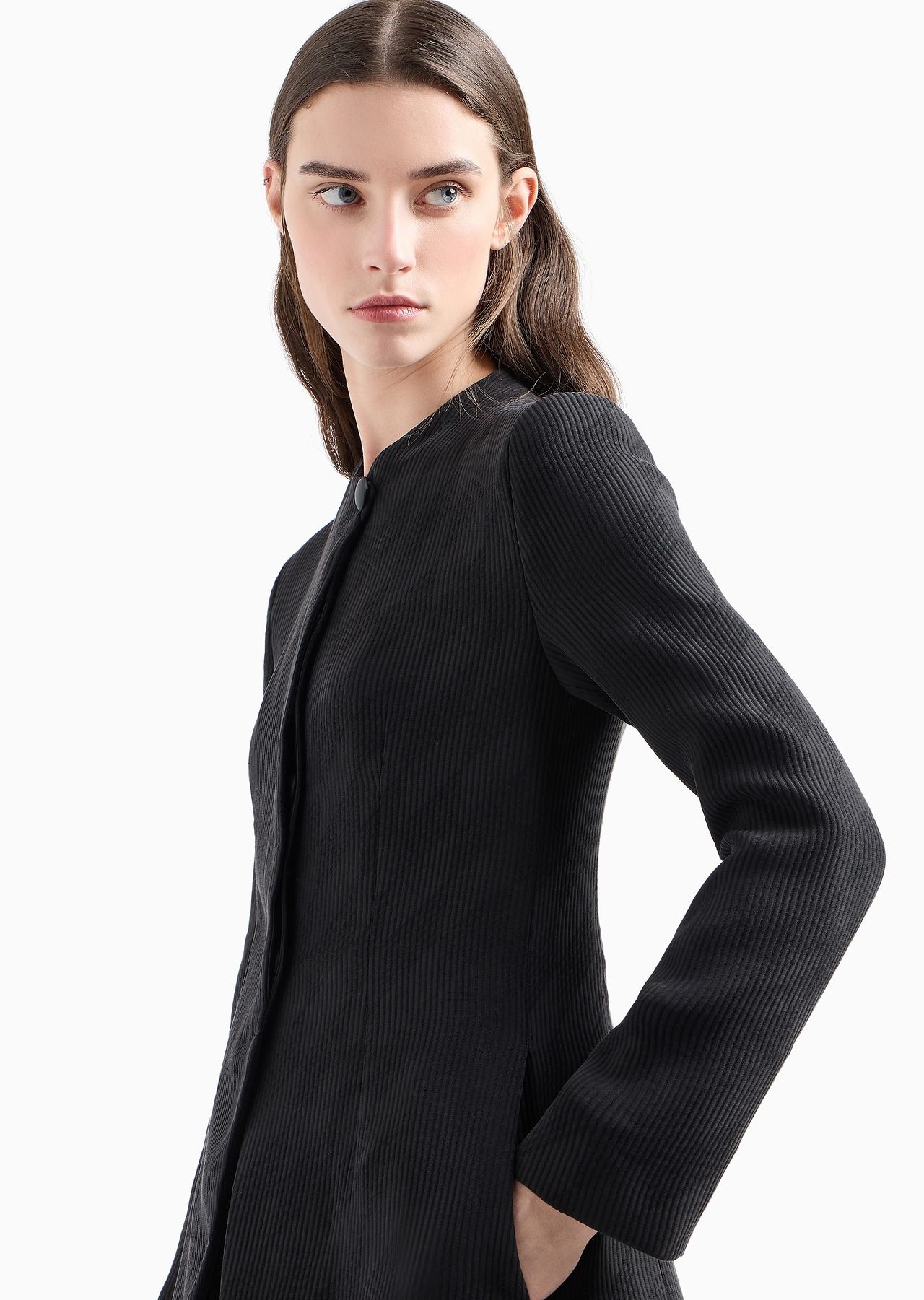 Icon jacquard canneté jacket with an off-centre closure - 5