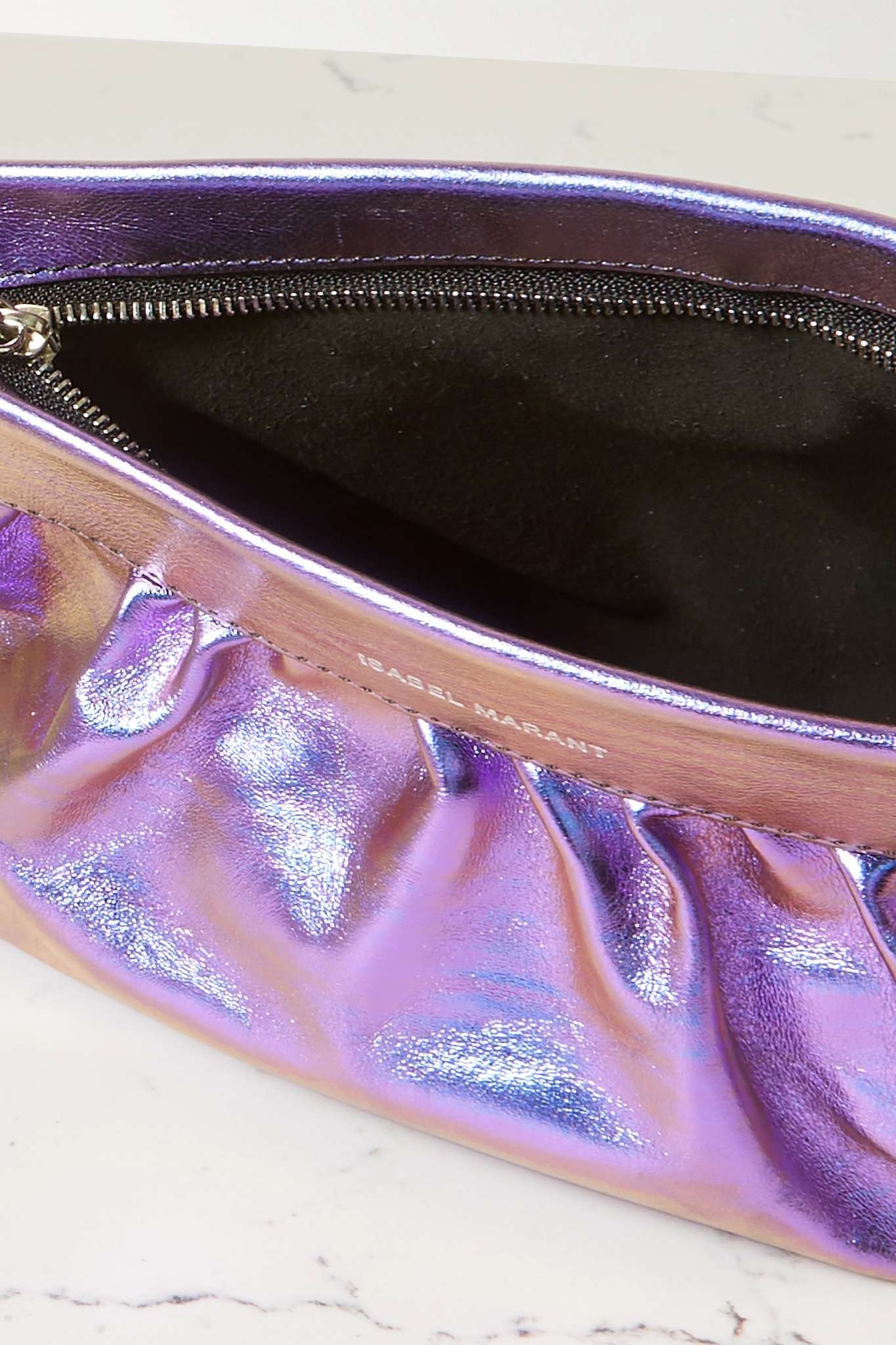 Luzes gathered iridescent leather shoulder bag - 5