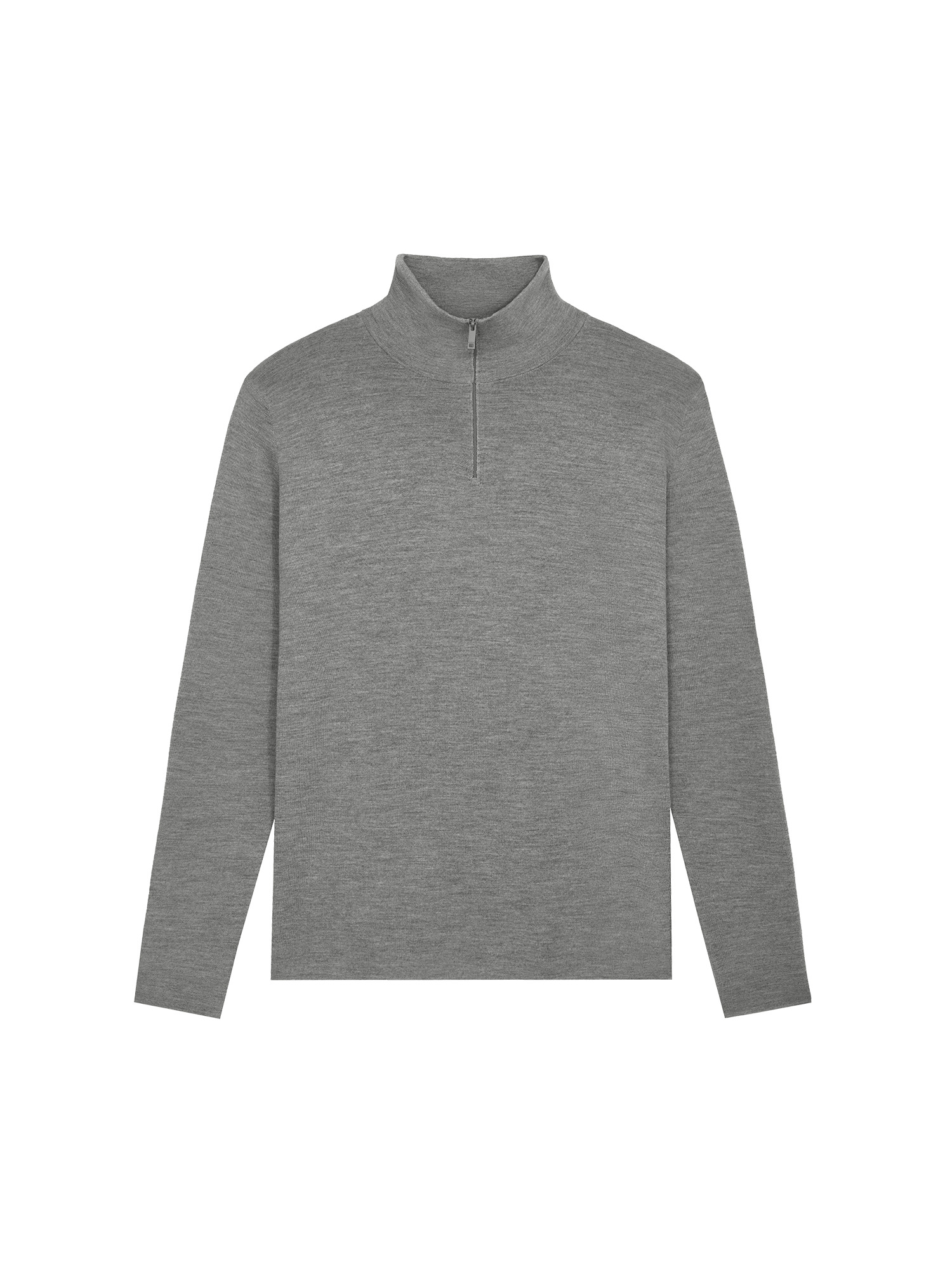 Womens Regenerative Merino Wool Half-Zip Sweater - Grey Marl - 1