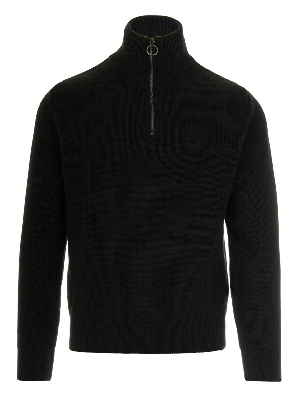RIBBED HALF ZIP WOOL BLEND SWEATER - 1