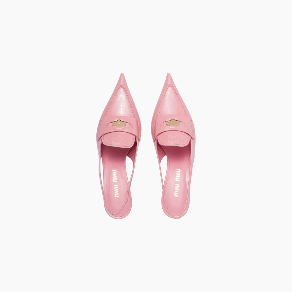 Leather loafers with heel - 4