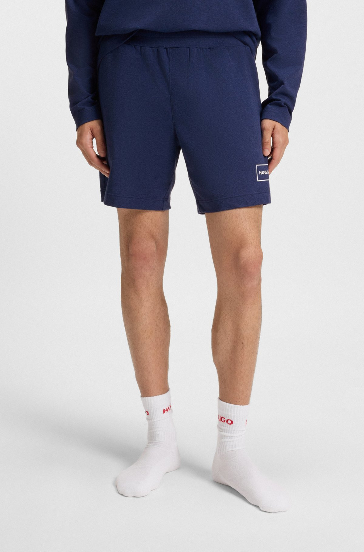 STRAIGHT-LEG SHORTS IN STRETCH COTTON WITH LOGO PRINT - 2