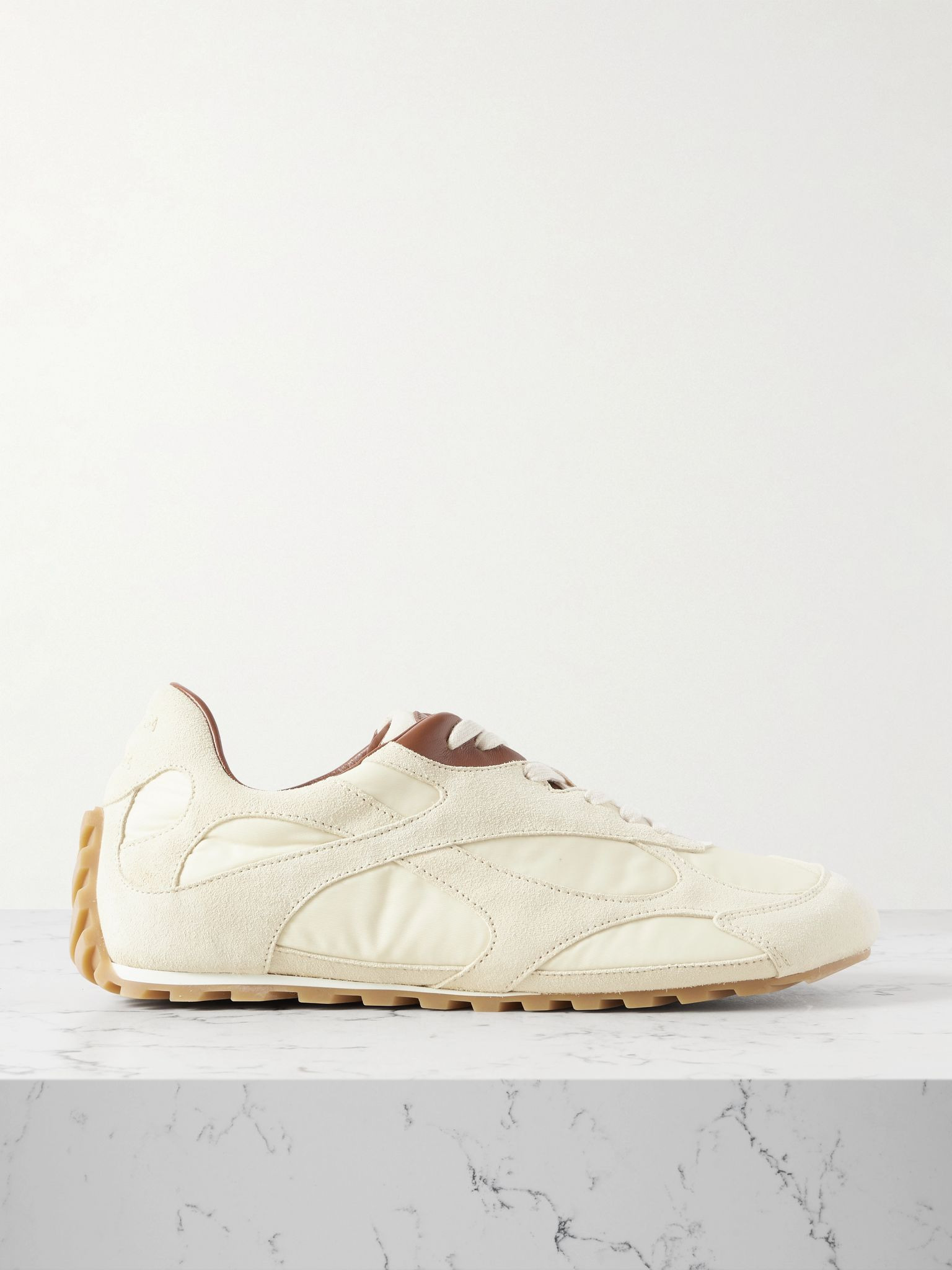 Orbit leather-trimmed suede and shell sneakers Off-white - 1
