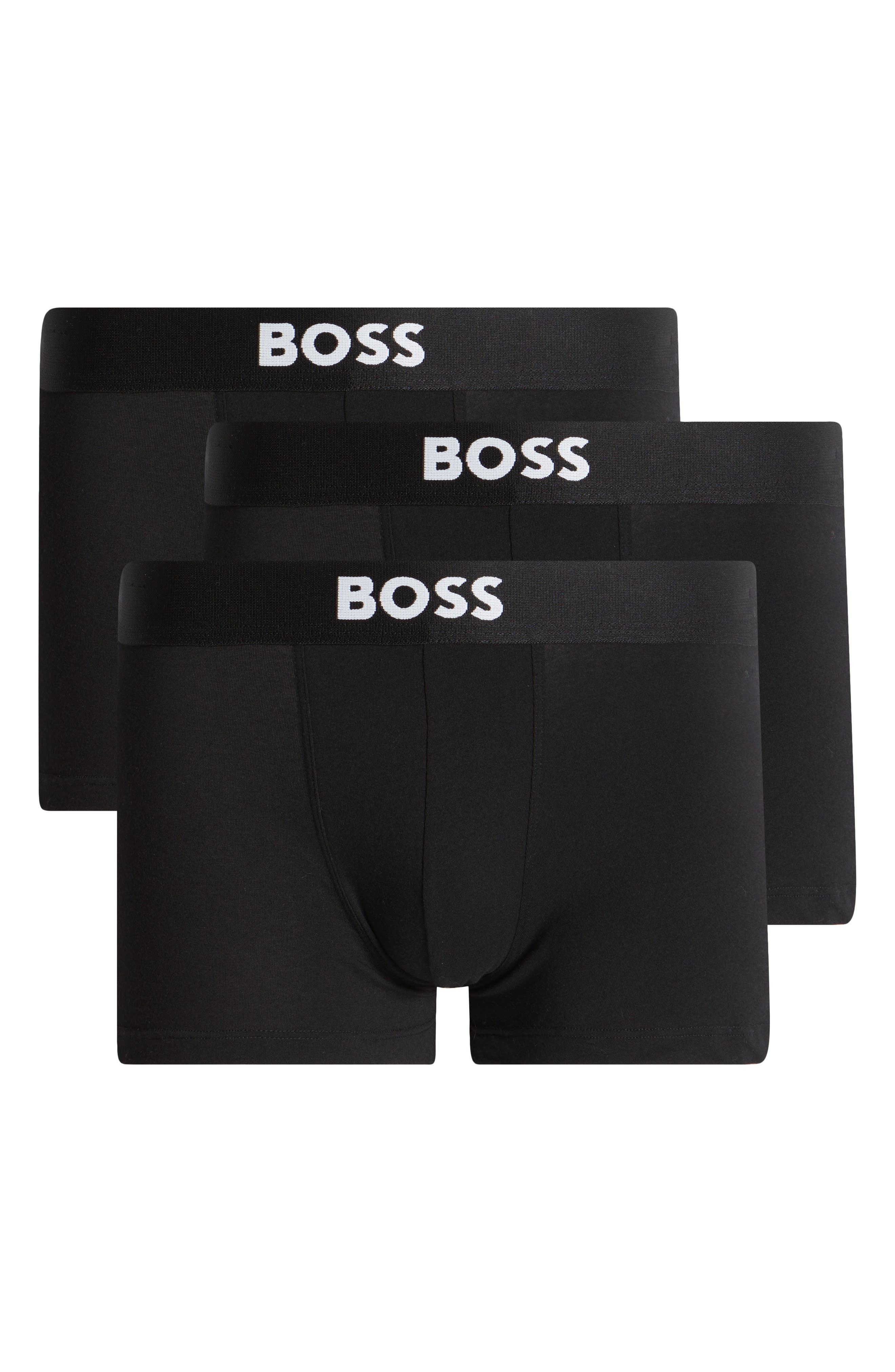 BOSS 3-Pack ONE Stretch Cotton Trunks in White/Grey/Black at Nordstrom - 6