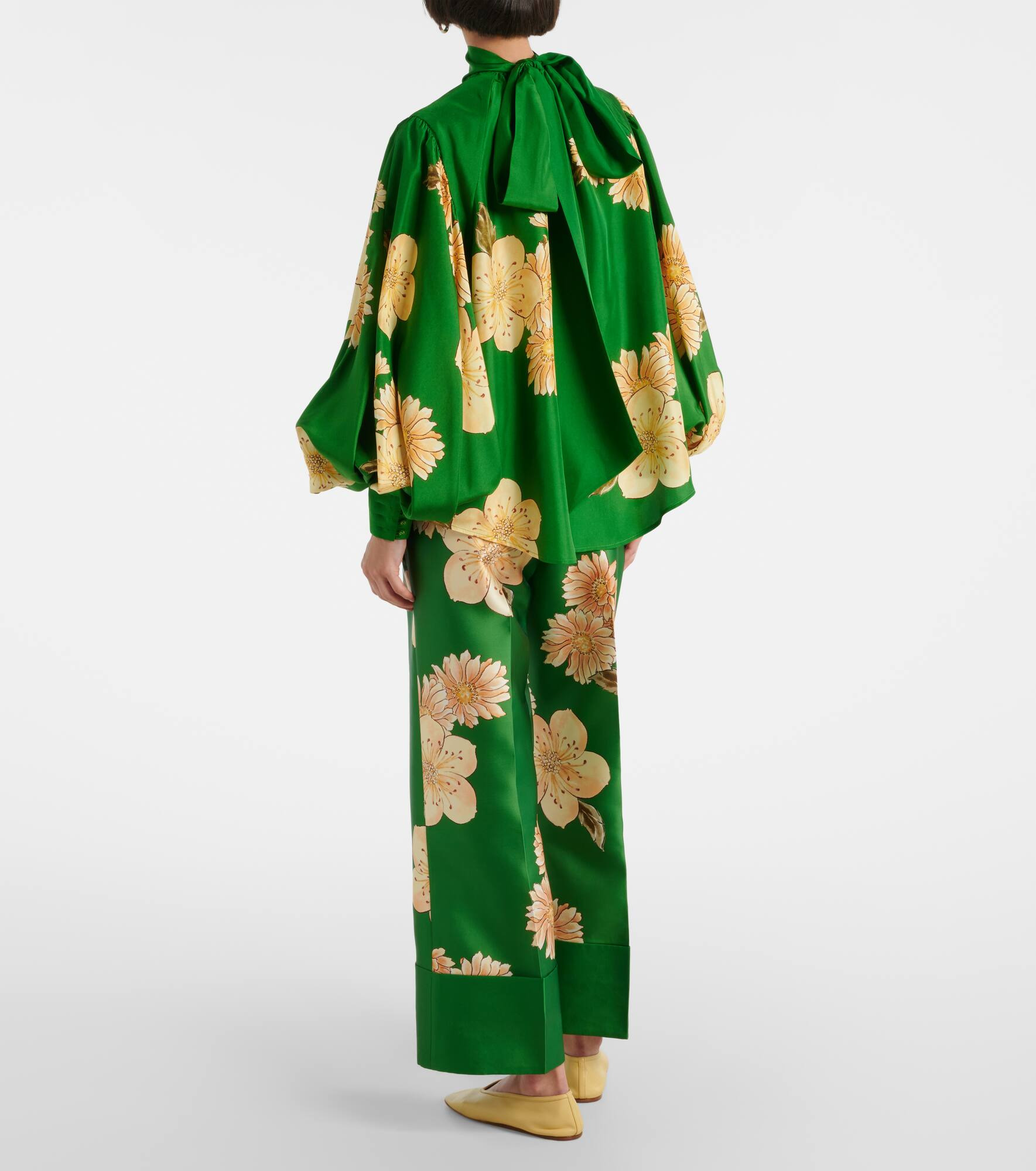 Sage floral silk blouse - 3
