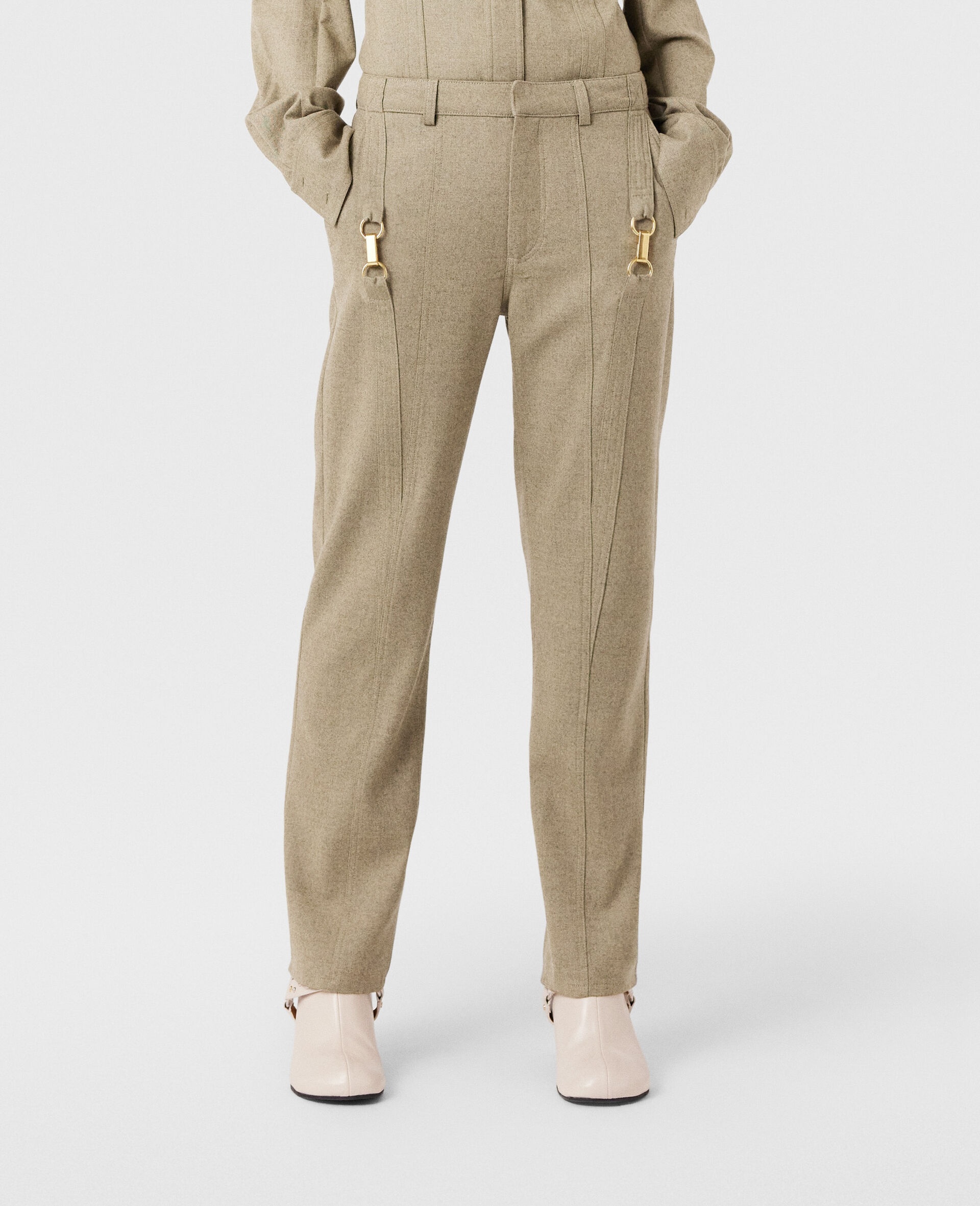 Clasp-Embellished Mid-Rise Wool Pants - 2